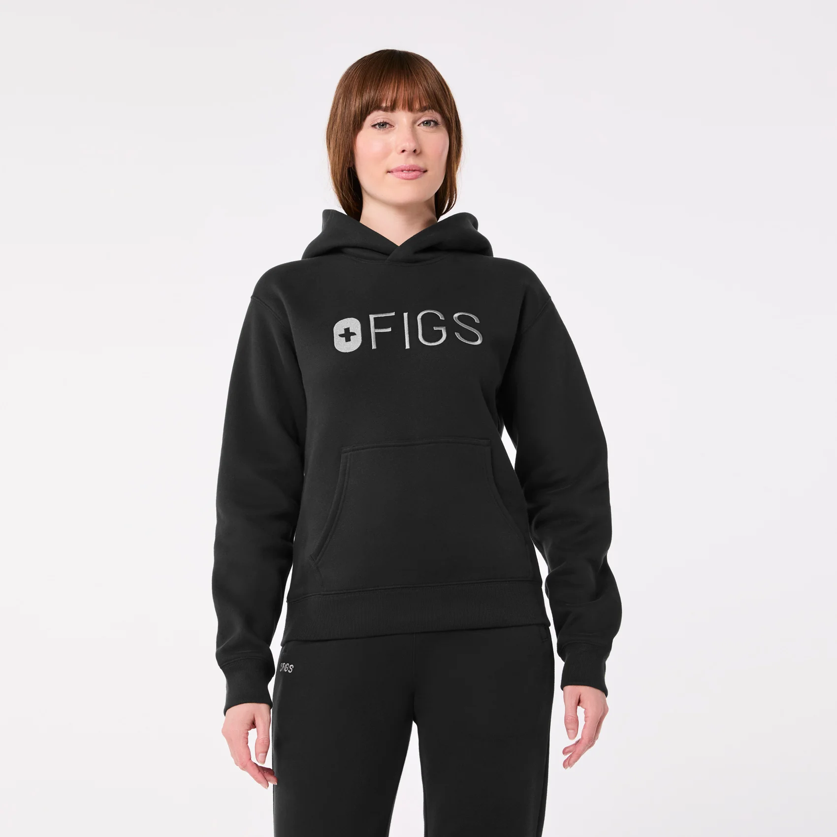 women's Black Off-Shift FIGS Logo - Hoodie Sweatshirt™