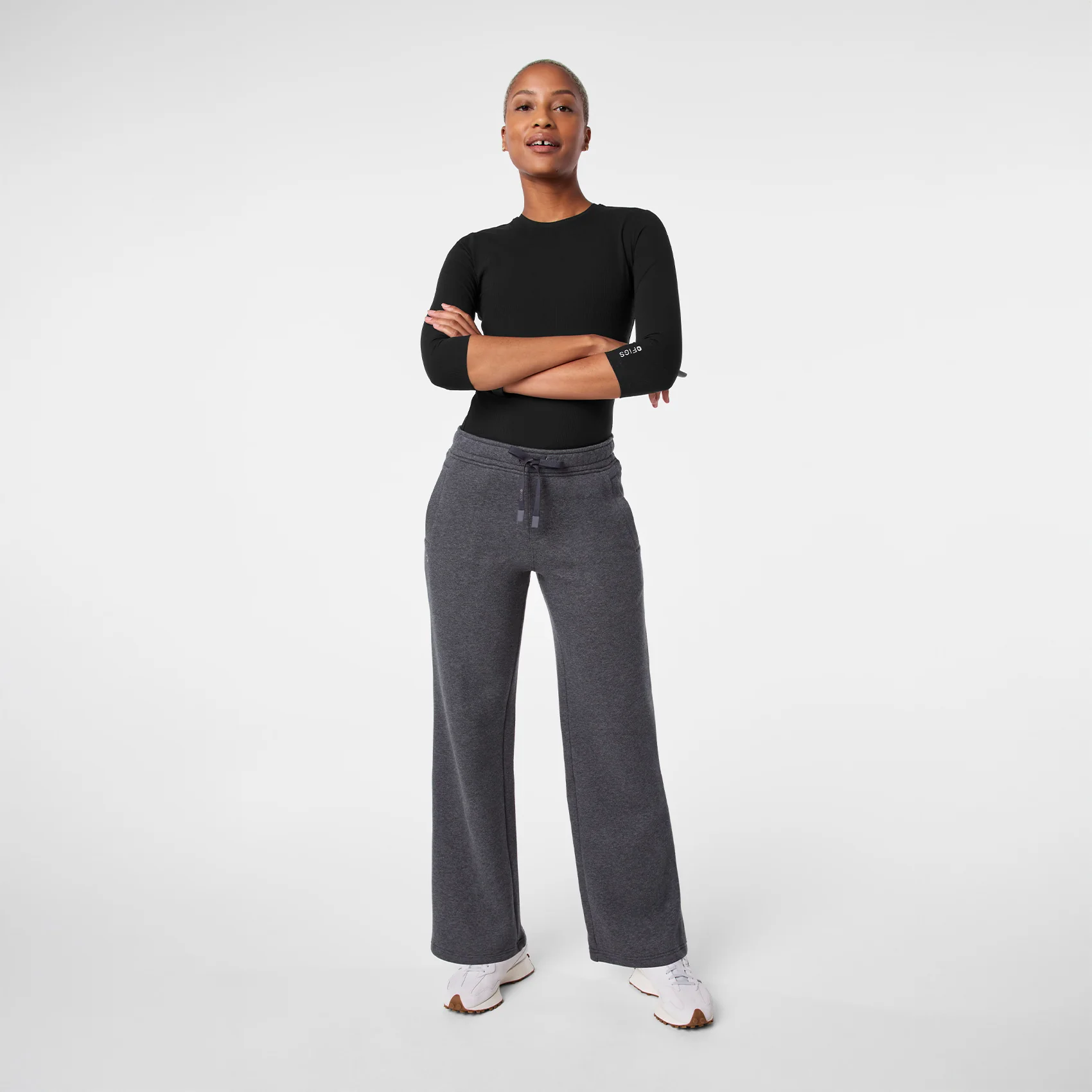 women's Charcoal Heather Grey Off-Shift Wide Leg - Sweatpant™ - Image 2