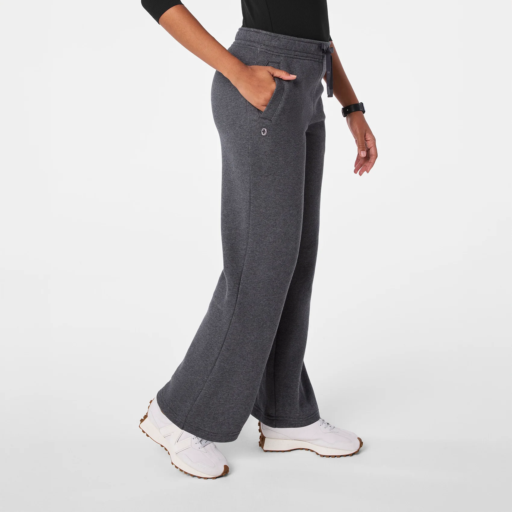 women's Charcoal Heather Grey Off-Shift Wide Leg - Sweatpant™ - Image 3
