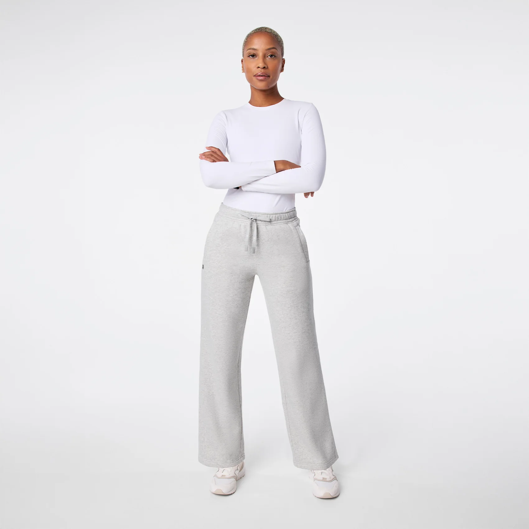 women's Heather Grey Off-Shift Wide Leg - Sweatpant™ - Image 2