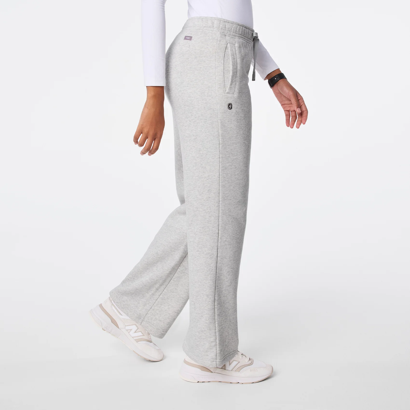 women's Heather Grey Off-Shift Wide Leg - Sweatpant™ - Image 3