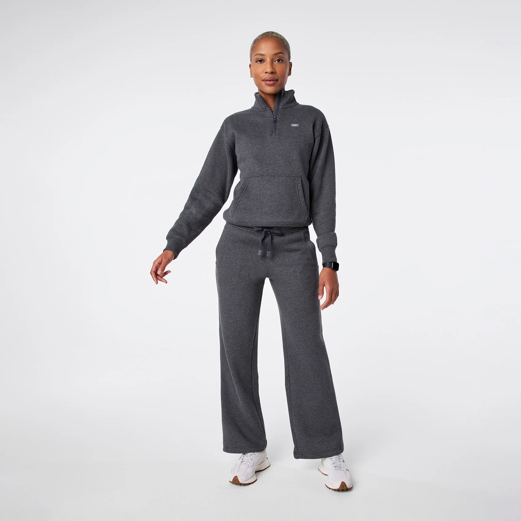 women's Charcoal Heather Grey Off-Shift ¼ Zip - Sweatshirt™ - Image 2