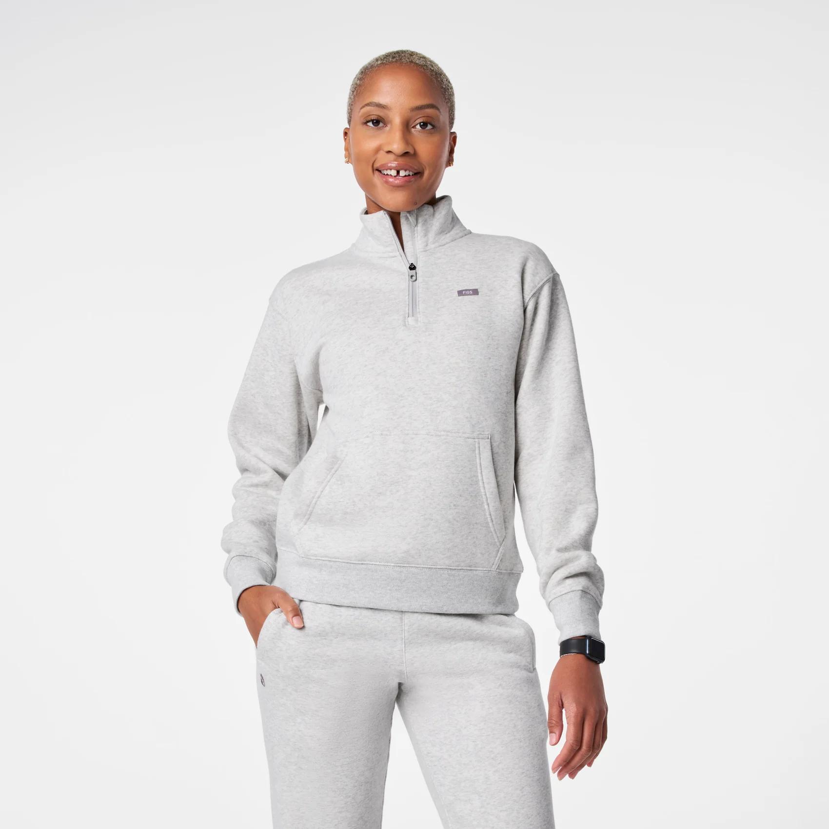 women's Heather Grey Off-Shift ¼ Zip - Sweatshirt™