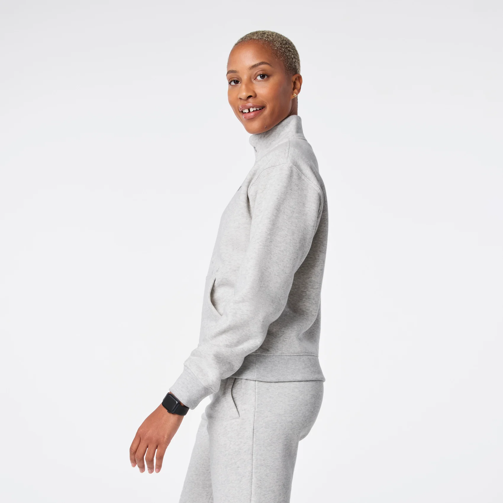 women's Heather Grey Off-Shift ¼ Zip - Sweatshirt™ - Image 3