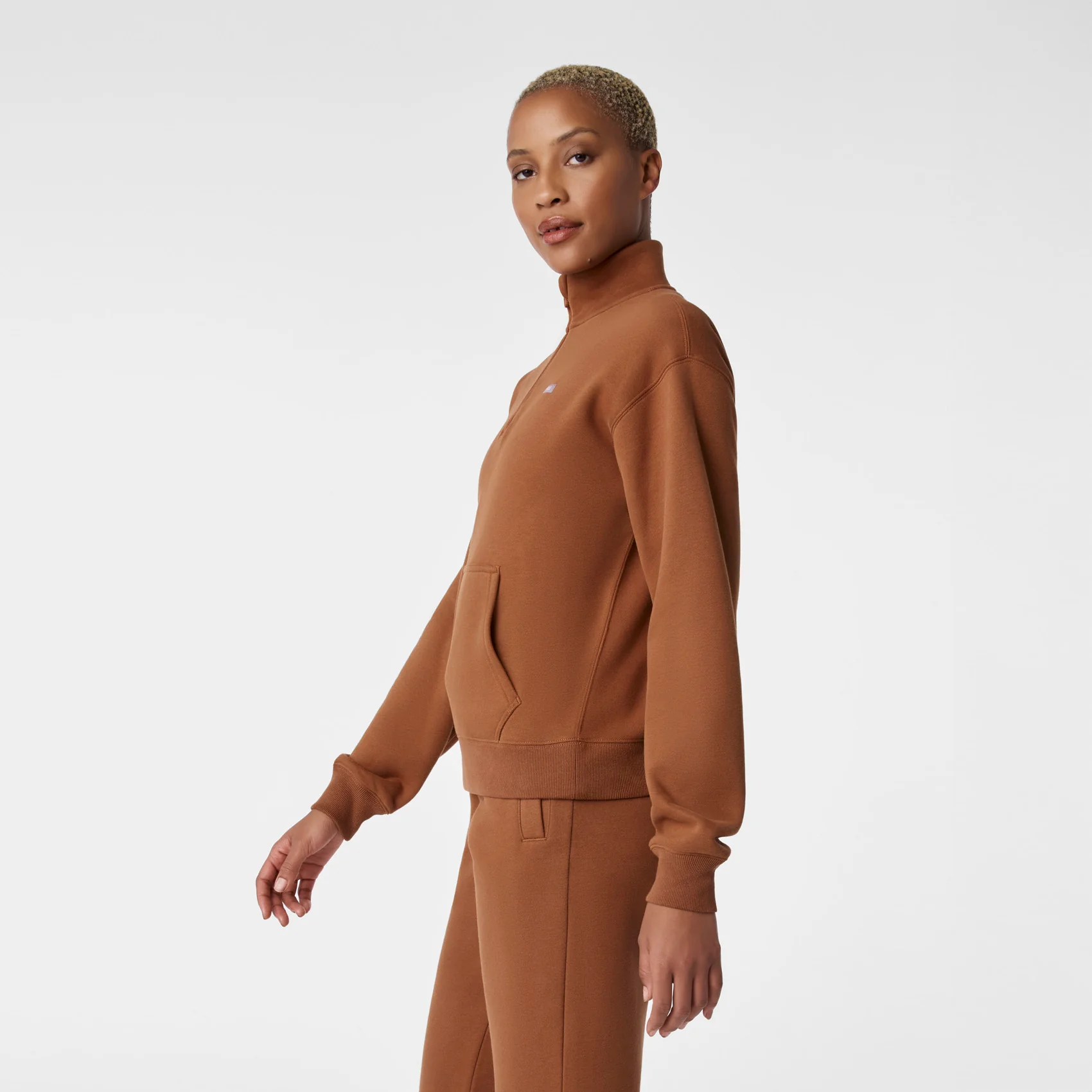 women's Mocha Off-Shift ¼ Zip - Sweatshirt™ - Image 3