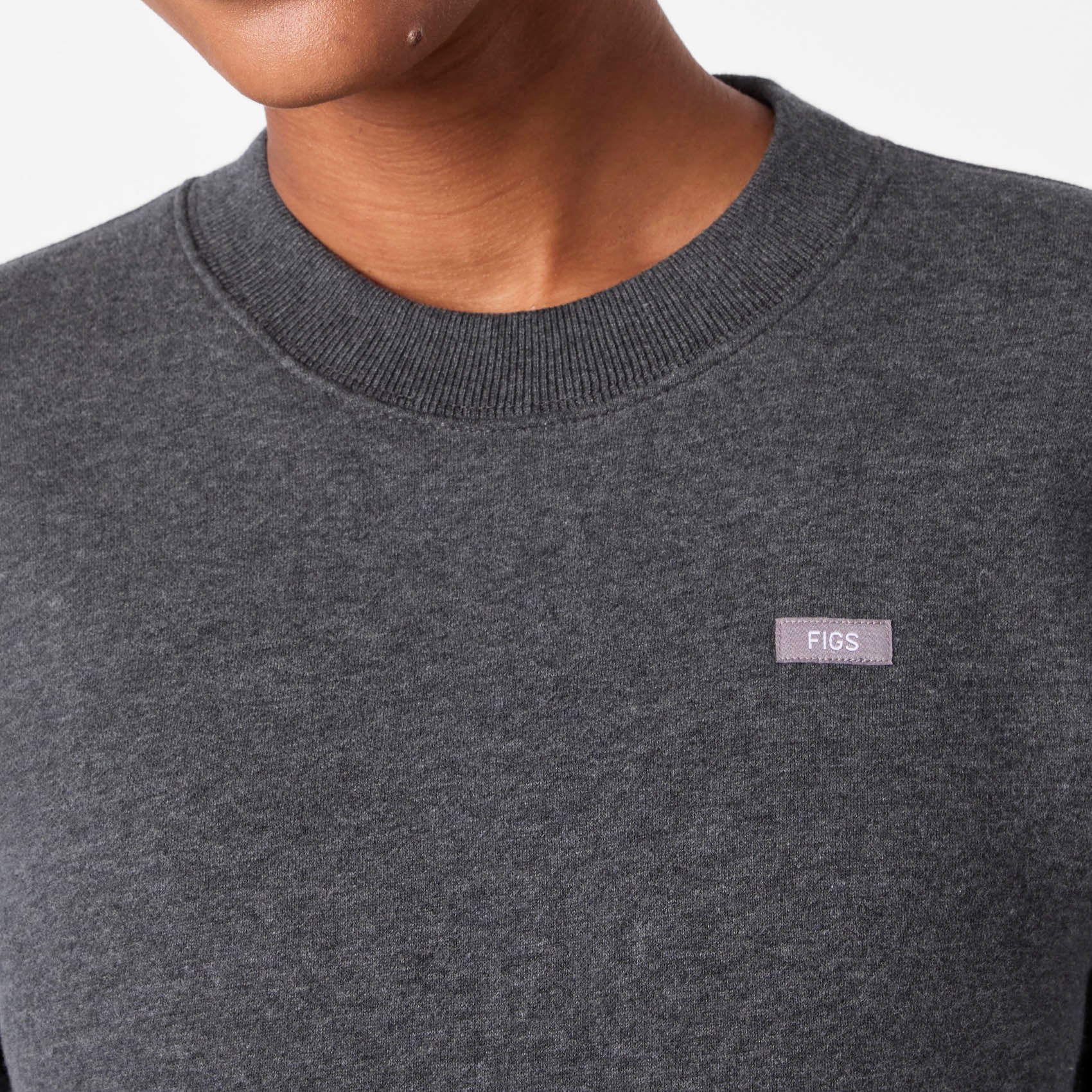 women's Charcoal Heather Grey Off-Shift Relaxed - Crewneck Sweatshirt⢠- Image 6