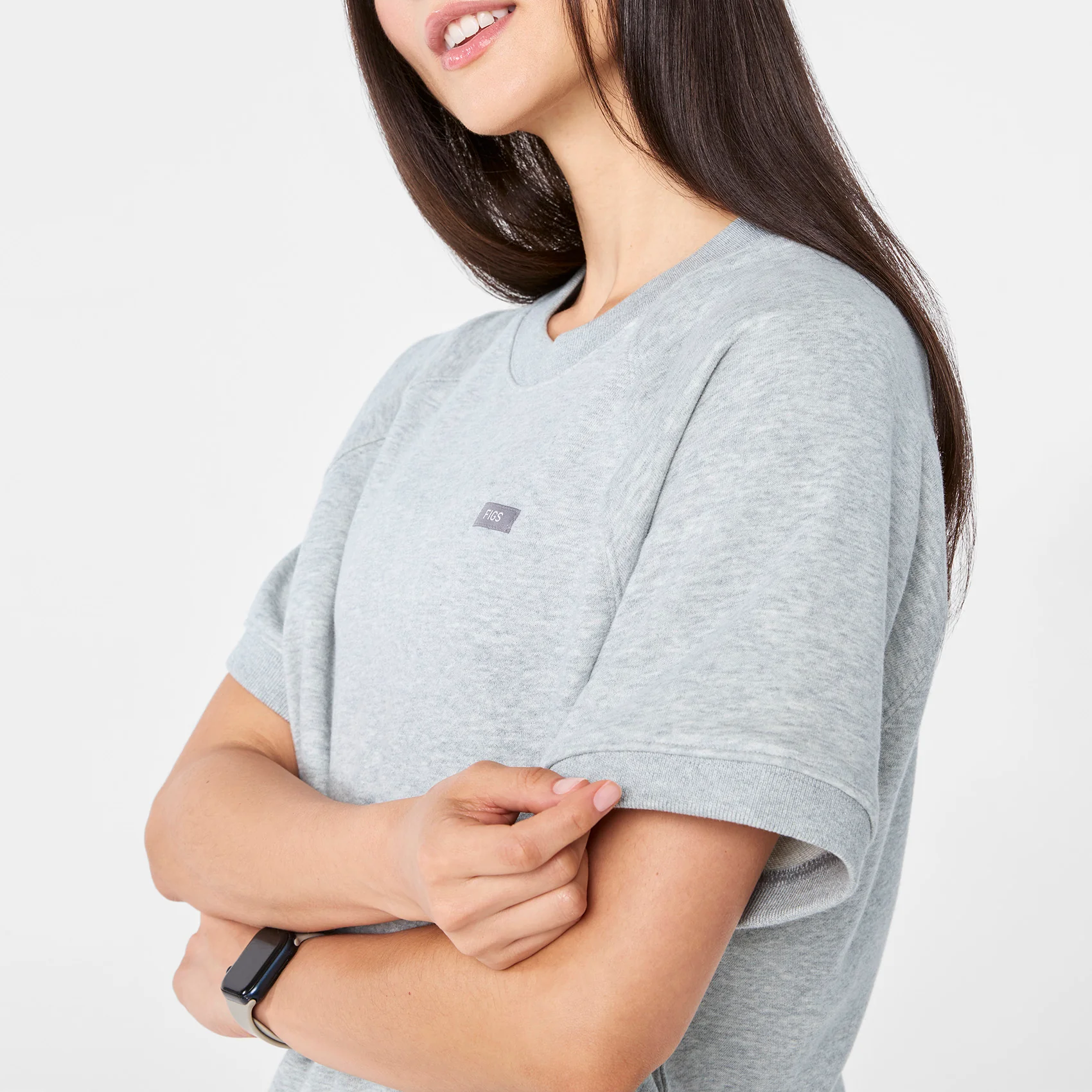 women's Heather Grey Off-Shift - Shortsleeve Sweatshirt™ - Image 6