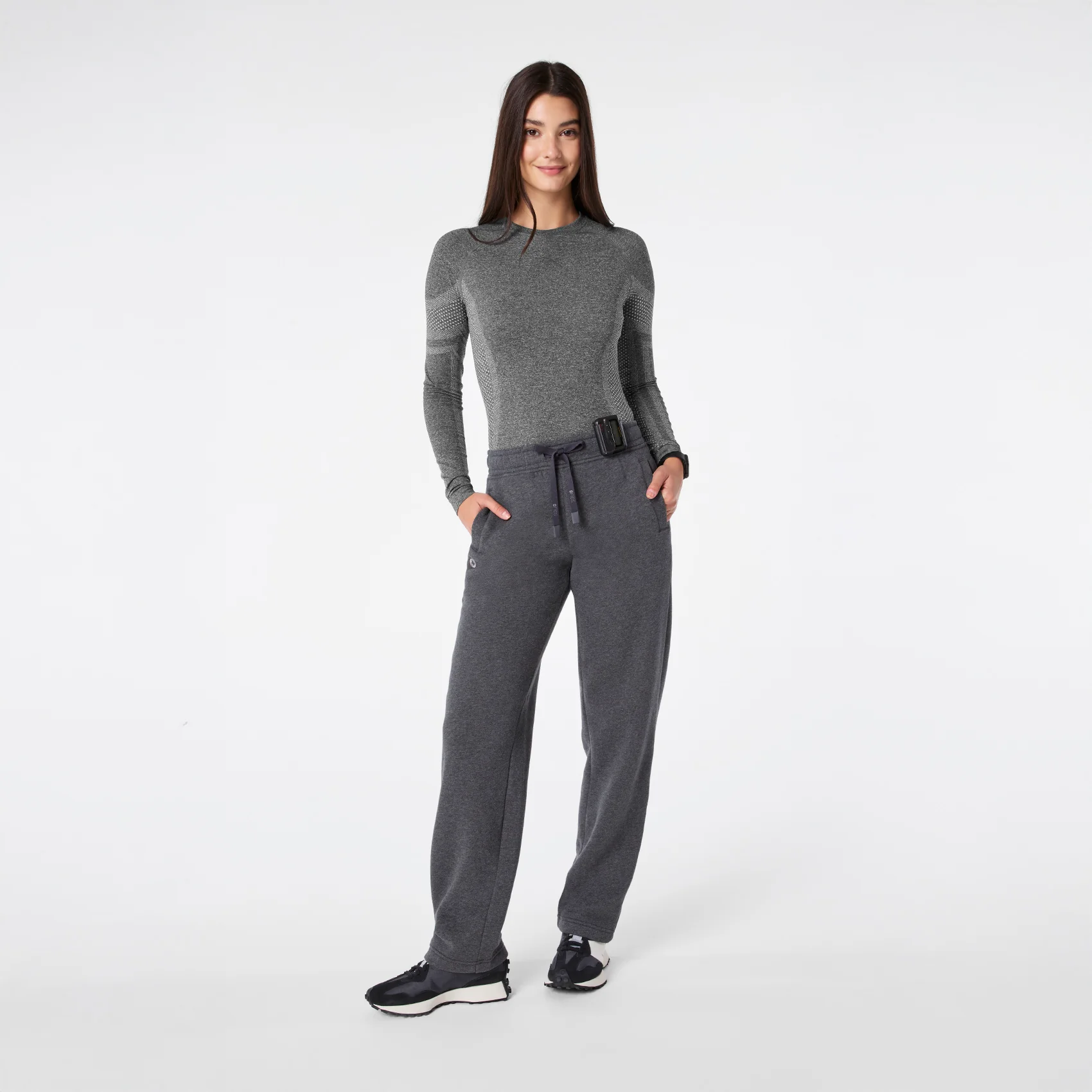 women's Charcoal Heather Grey Off-Shift Straight Leg - Sweatpant™ - Image 2