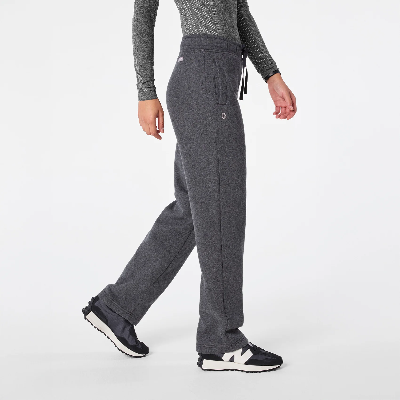 women's Charcoal Heather Grey Off-Shift Straight Leg - Sweatpant™ - Image 3