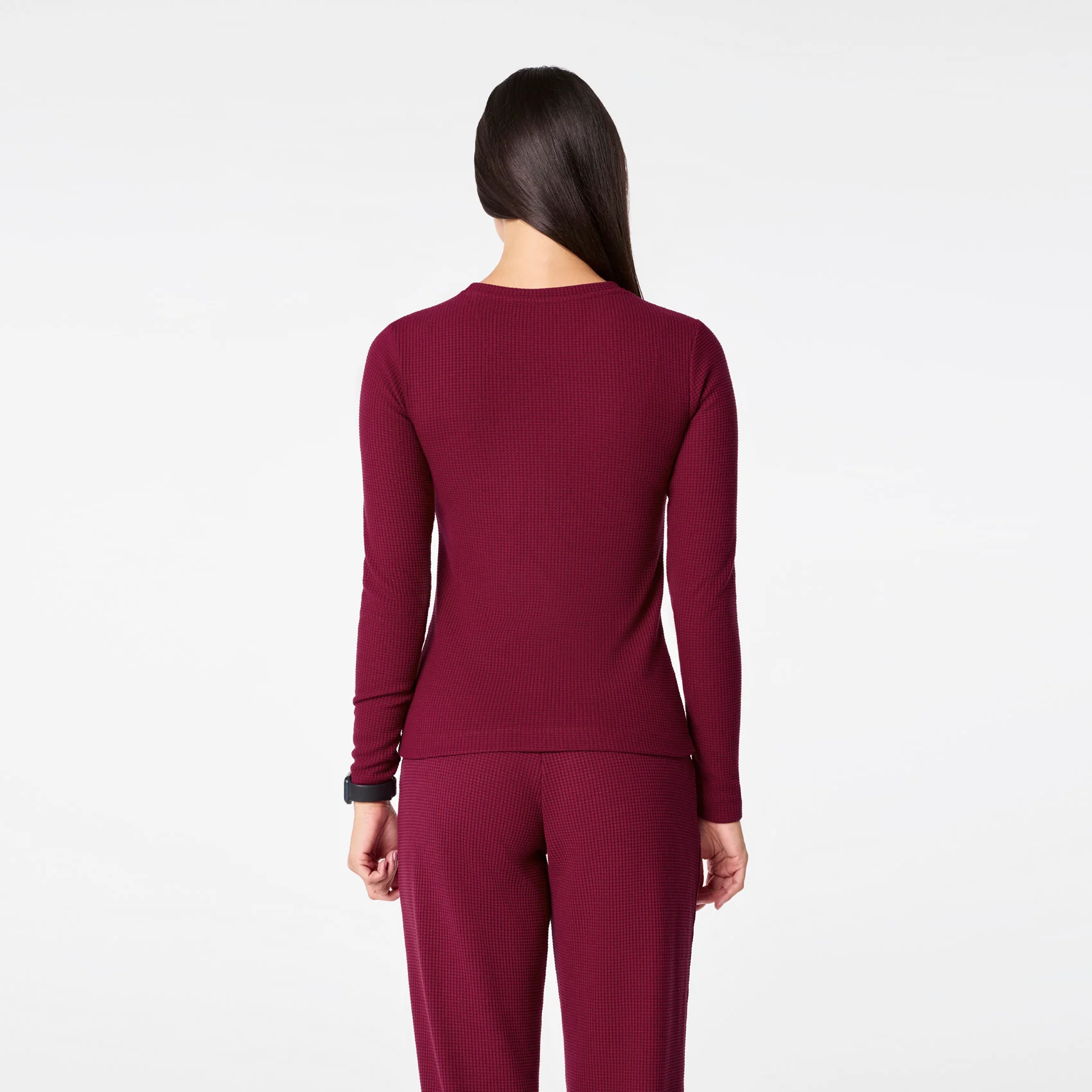 women's Deep Cranberry Off-Shift Waffle - Crewneck Top™ - Image 5