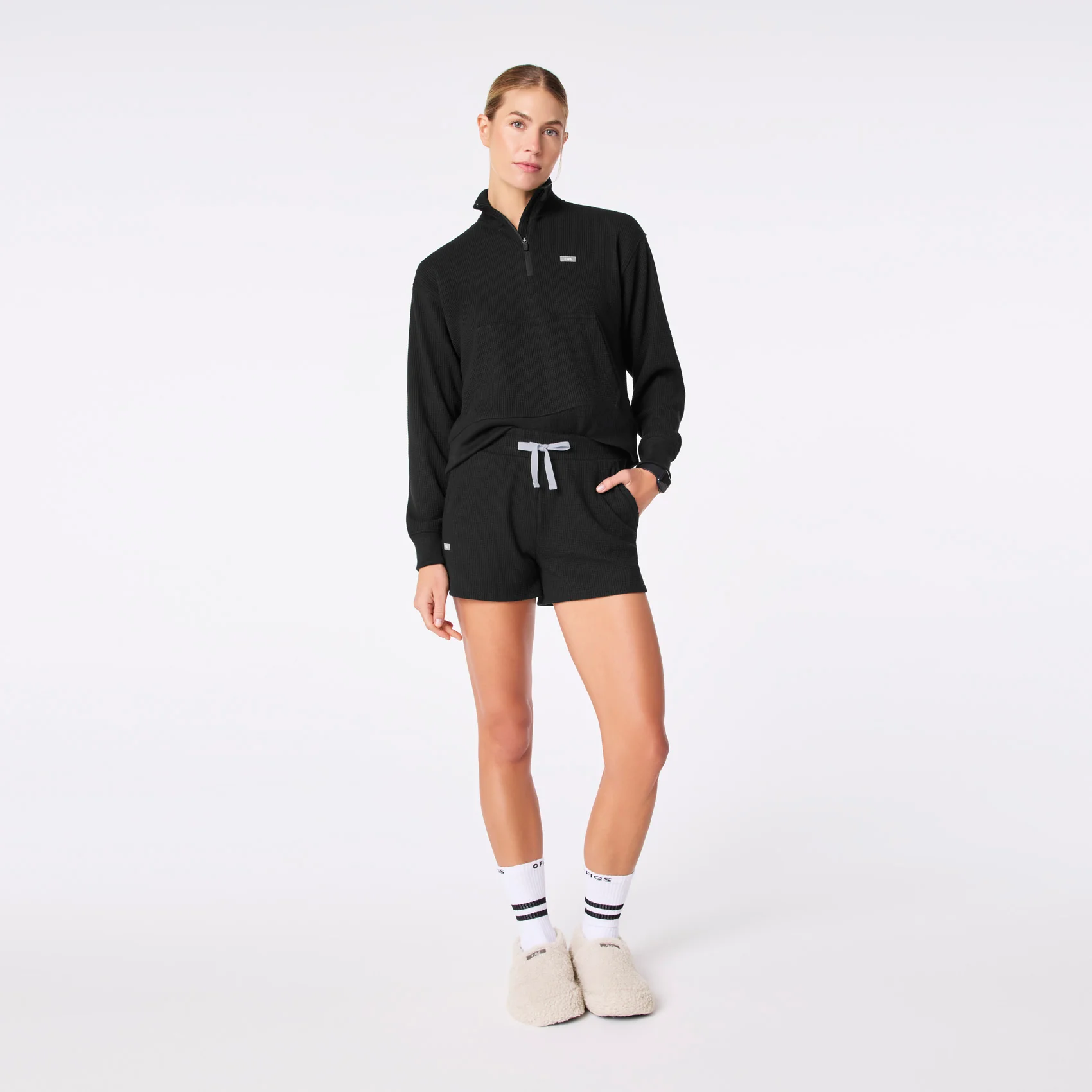 women's Black Off-Shift Waffle Short™ - Image 2