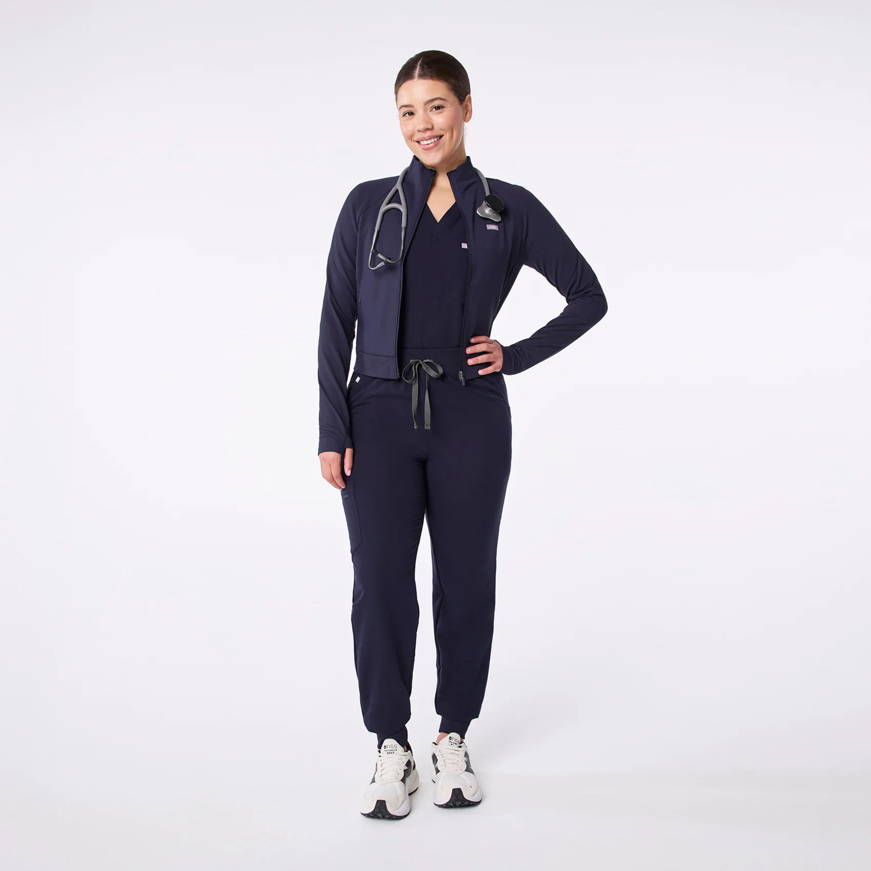women's Navy On-Shift ContourKnit Cropped Jacket™ - Image 2