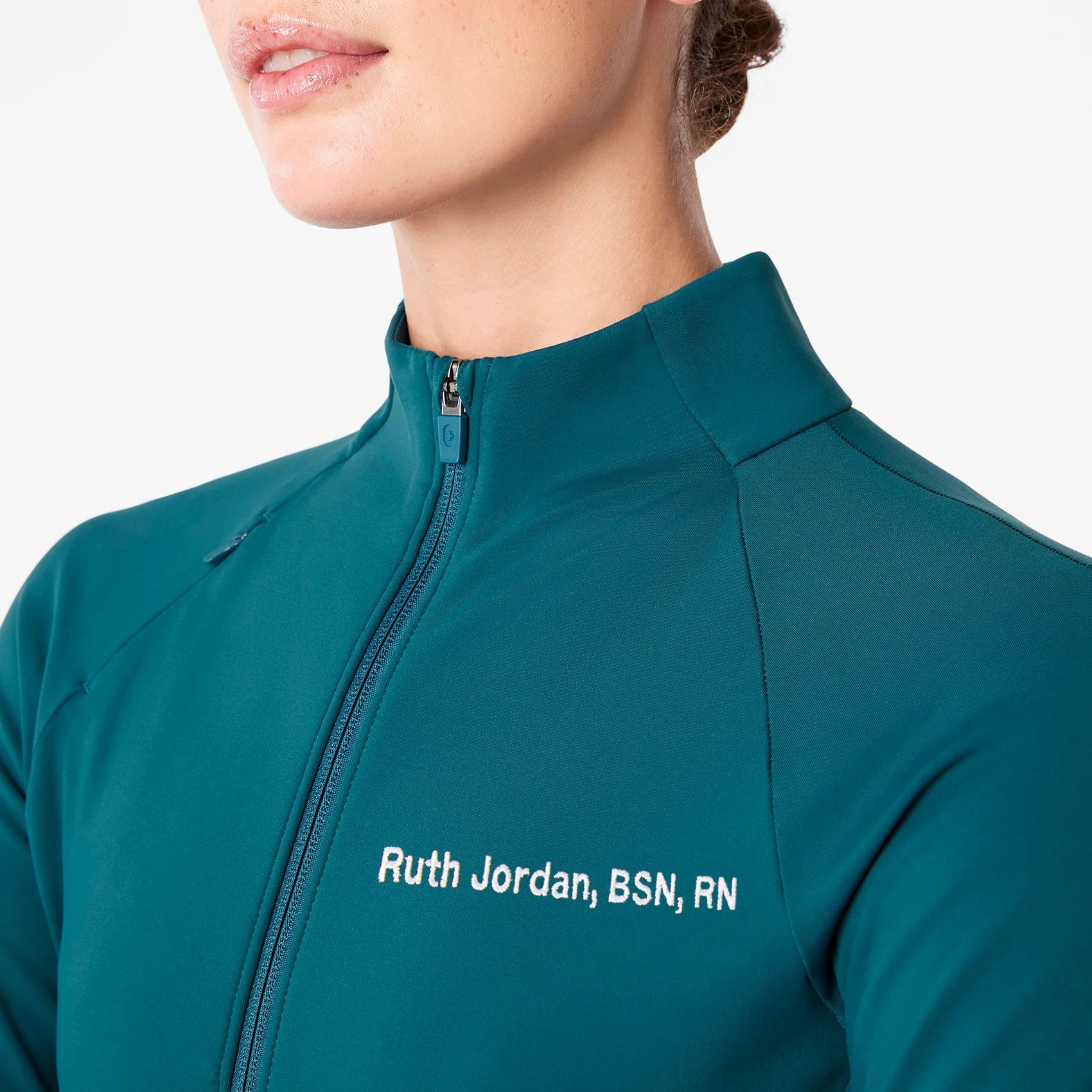 women's Caribbean Blue On-Shift ContourKnit Scrub Jacket™ - Image 7