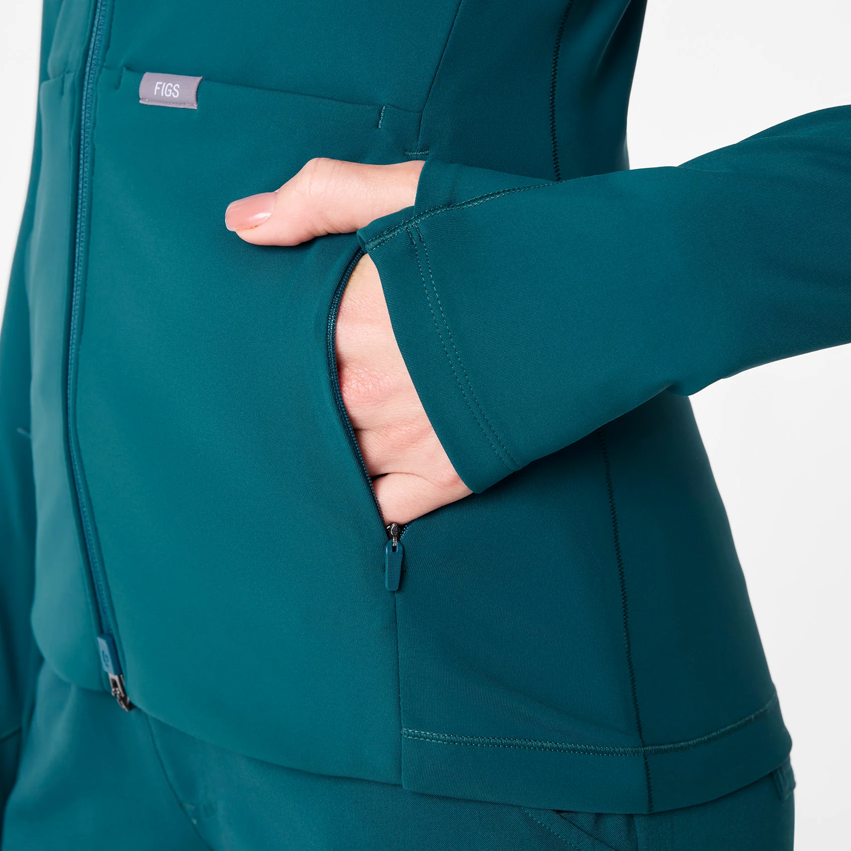 women's Caribbean Blue On-Shift ContourKnit Scrub Jacket™ - Image 9
