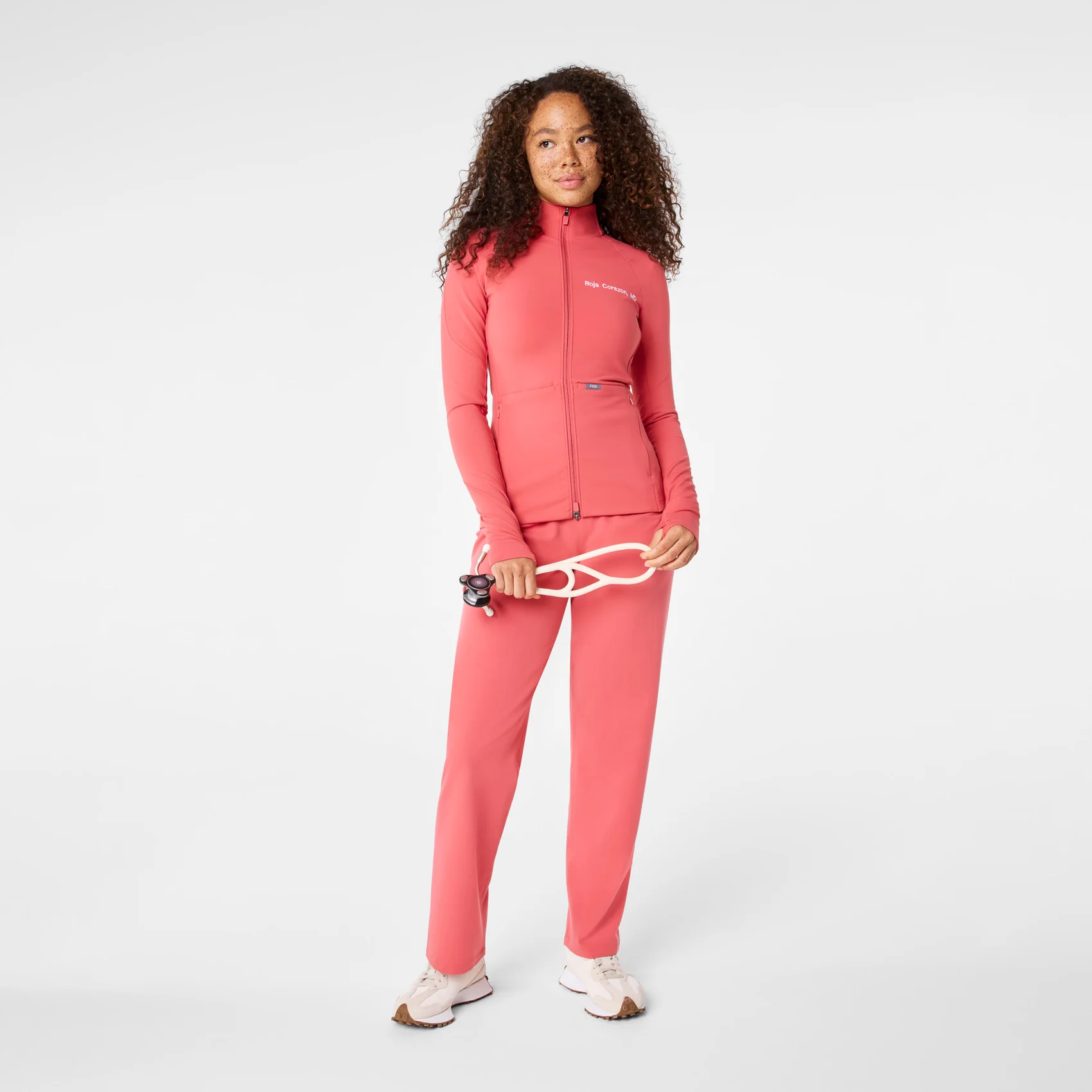 women's Pulmonary Pink On-Shift ContourKnit Scrub Jacket™ - Image 2
