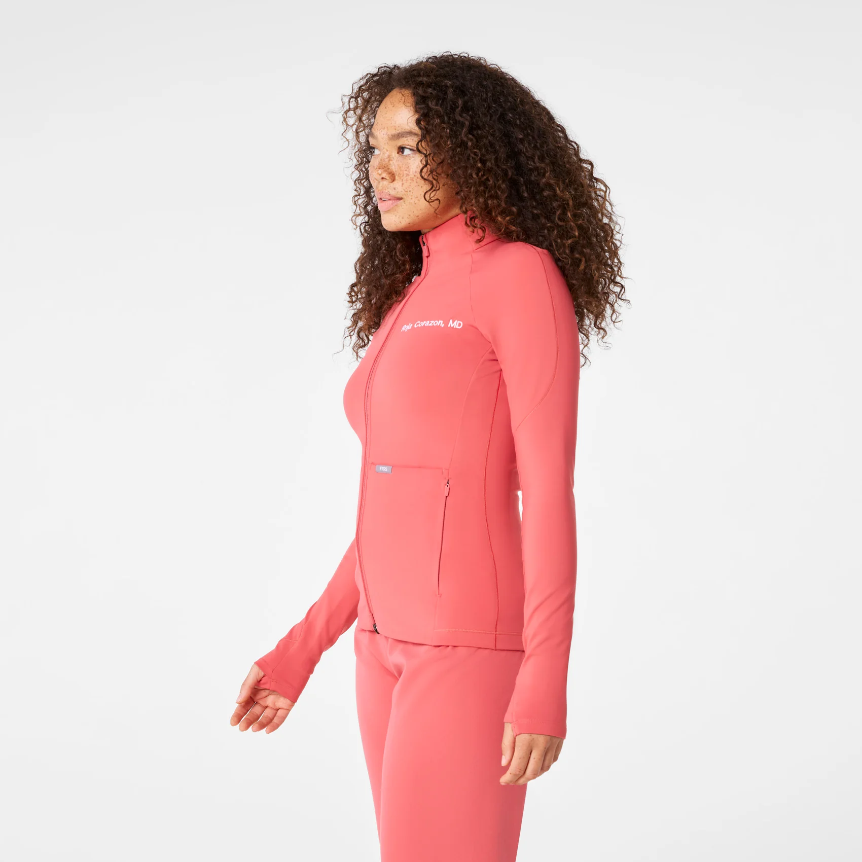 women's Pulmonary Pink On-Shift ContourKnit Scrub Jacket™ - Image 3