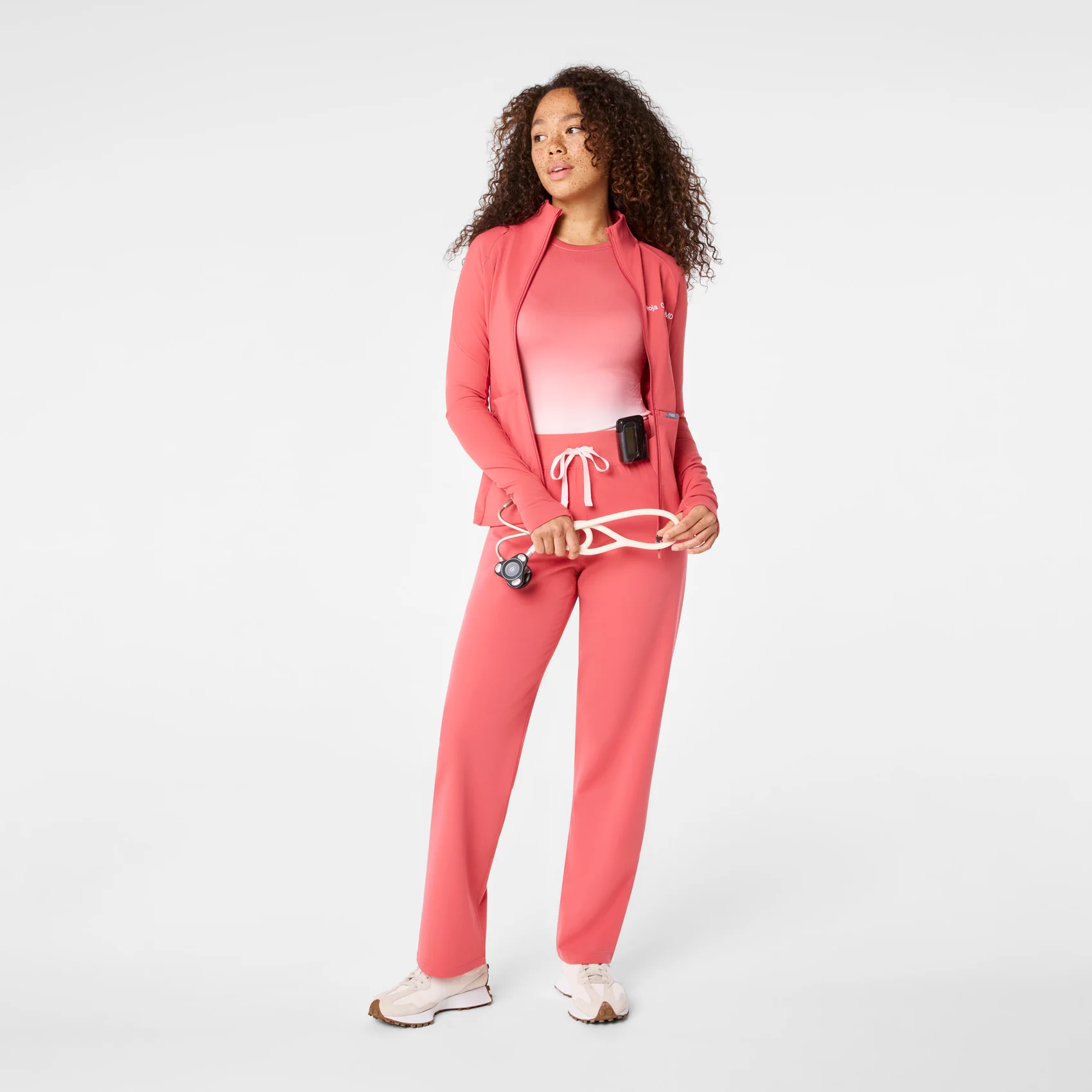 women's Pulmonary Pink On-Shift ContourKnit Scrub Jacket™ - Image 5