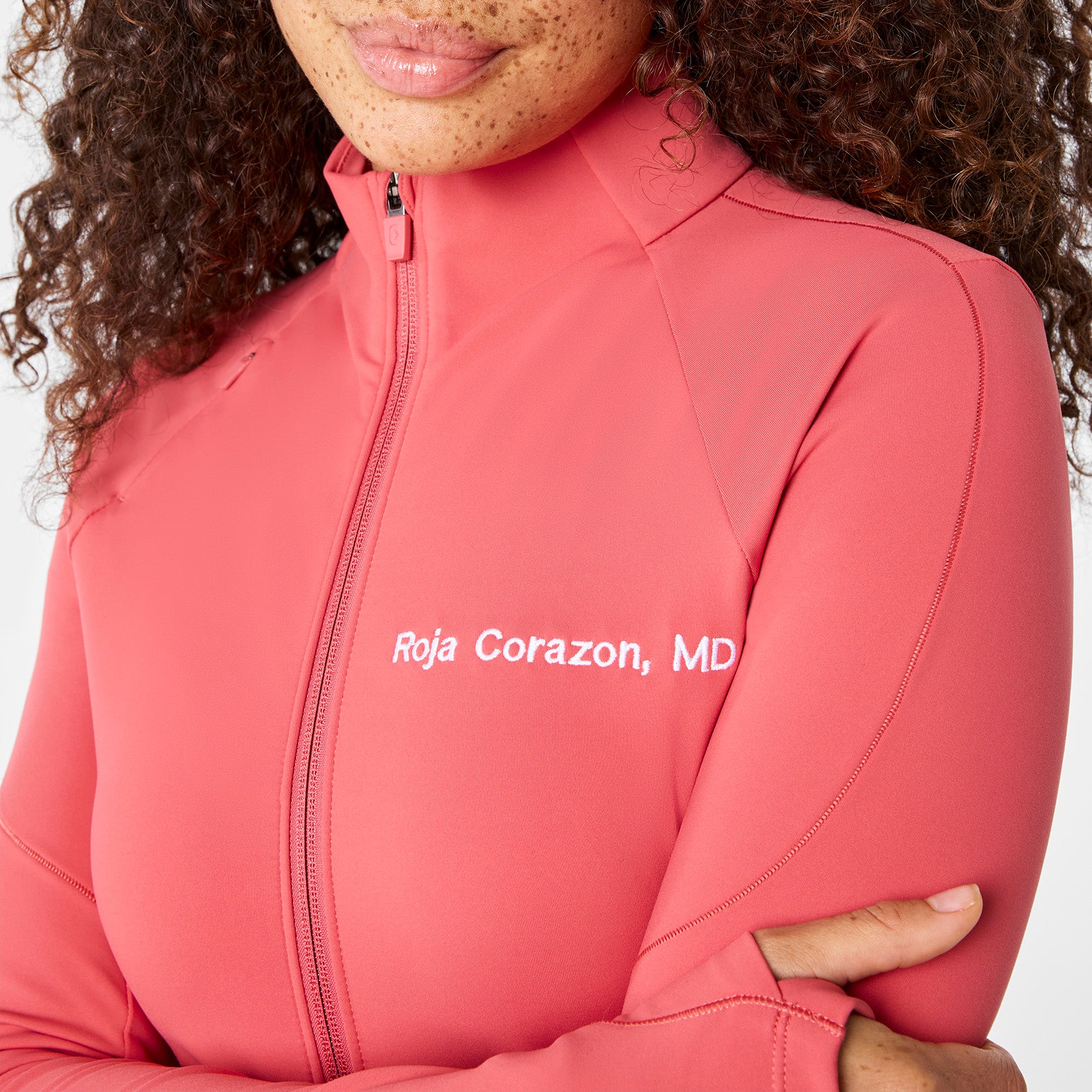 women's Pulmonary Pink On-Shift ContourKnit Scrub Jacket™ - Image 6