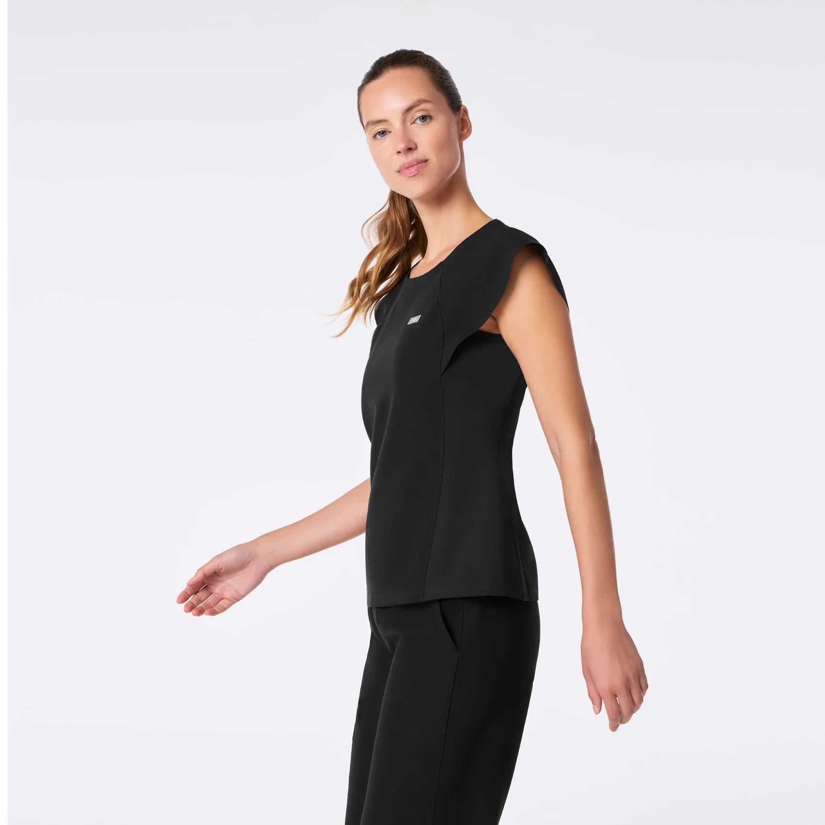 women's Black Orillia Slim Scoop Neck - Scrub Top - Image 3
