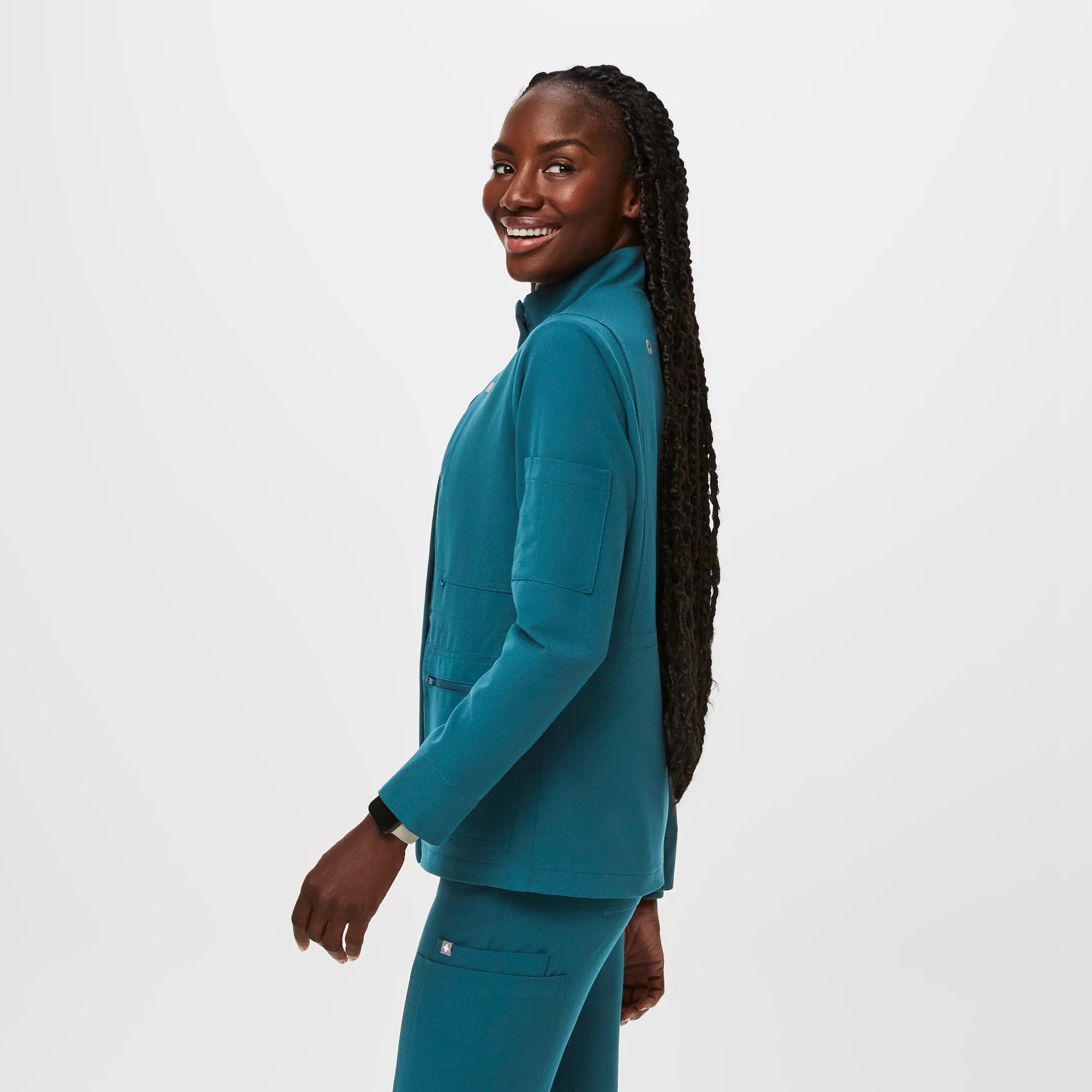 Women's Caribbean Blue Page - Scrub Jacket - Image 3