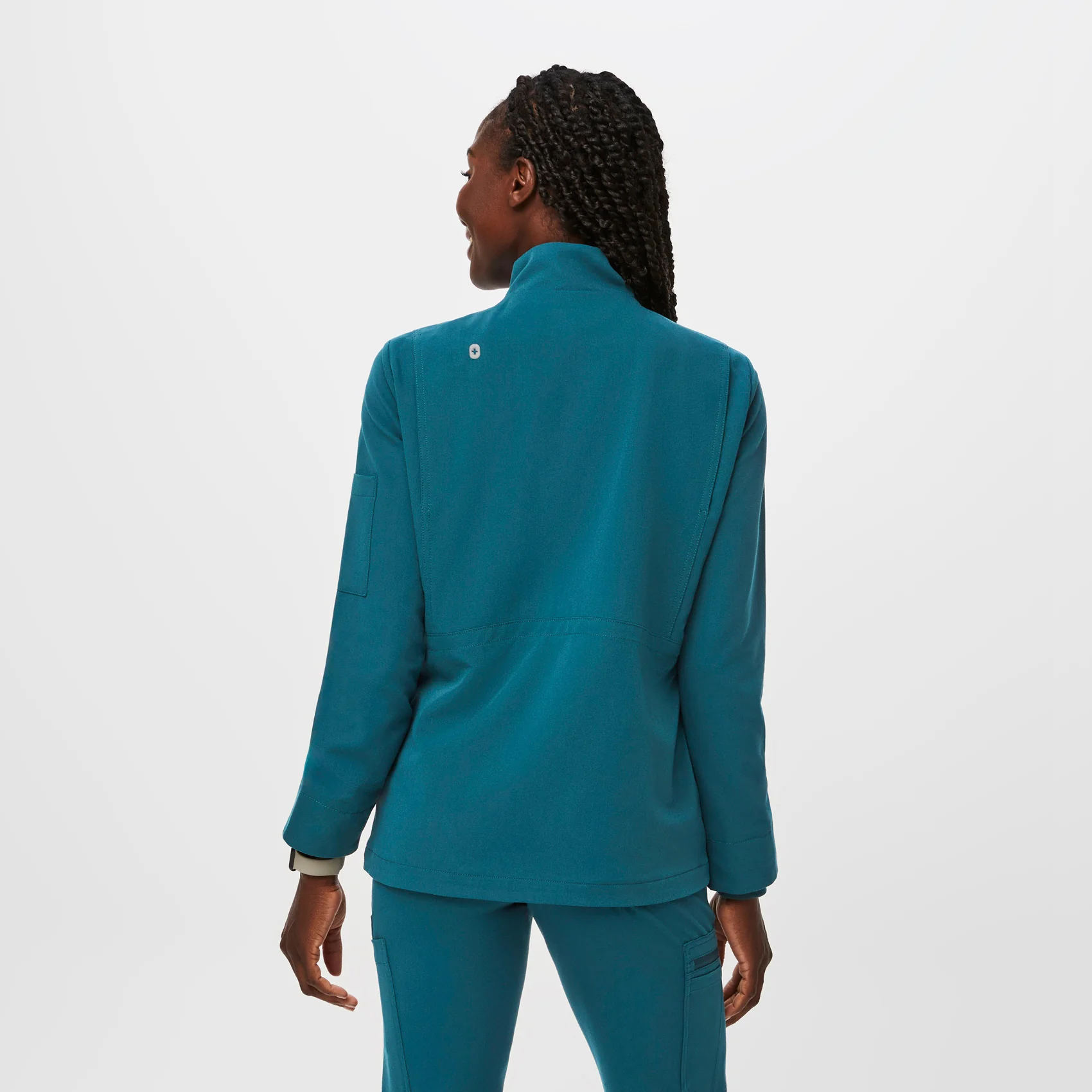Women's Caribbean Blue Page - Scrub Jacket - Image 4