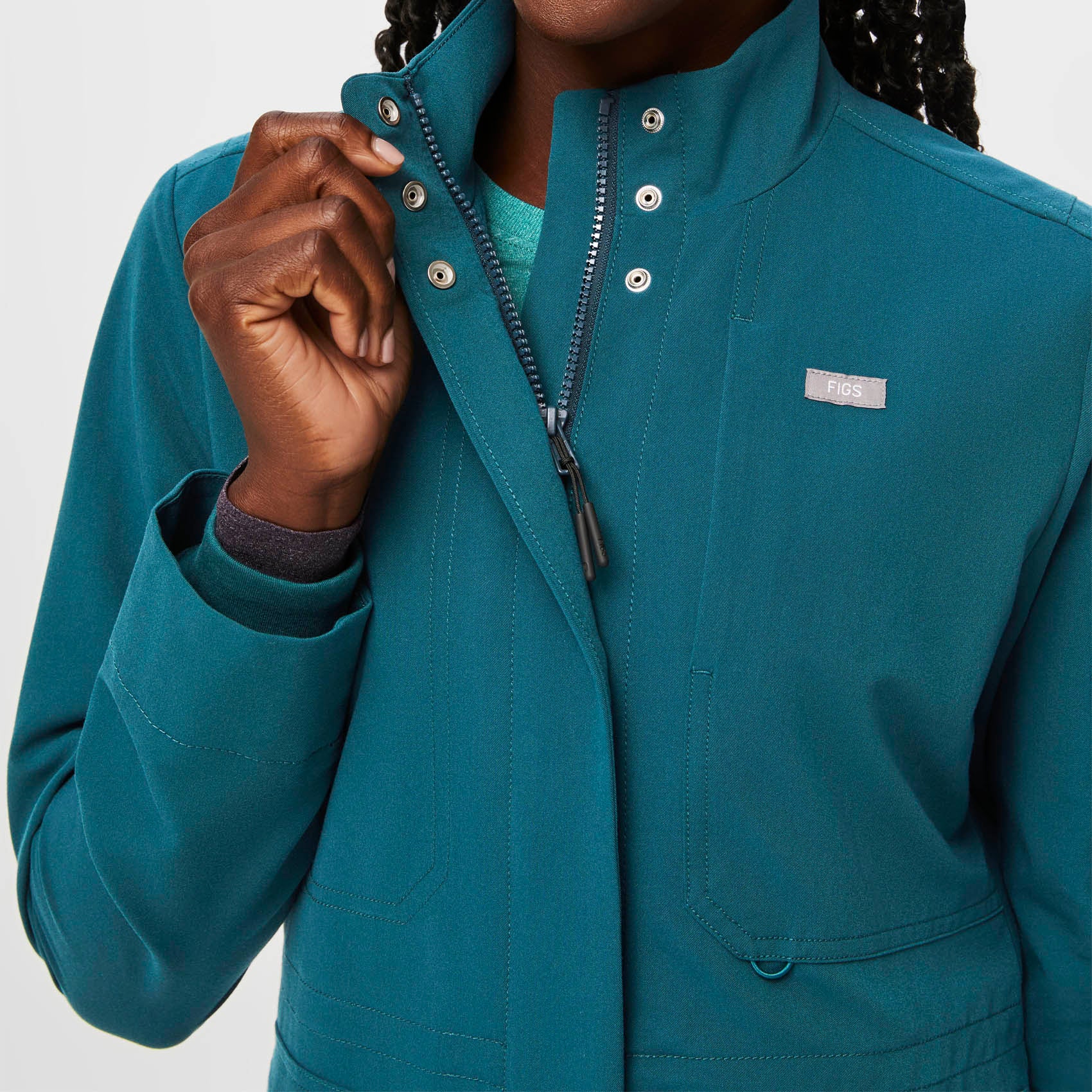 Women's Caribbean Blue Page - Scrub Jacket - Image 5