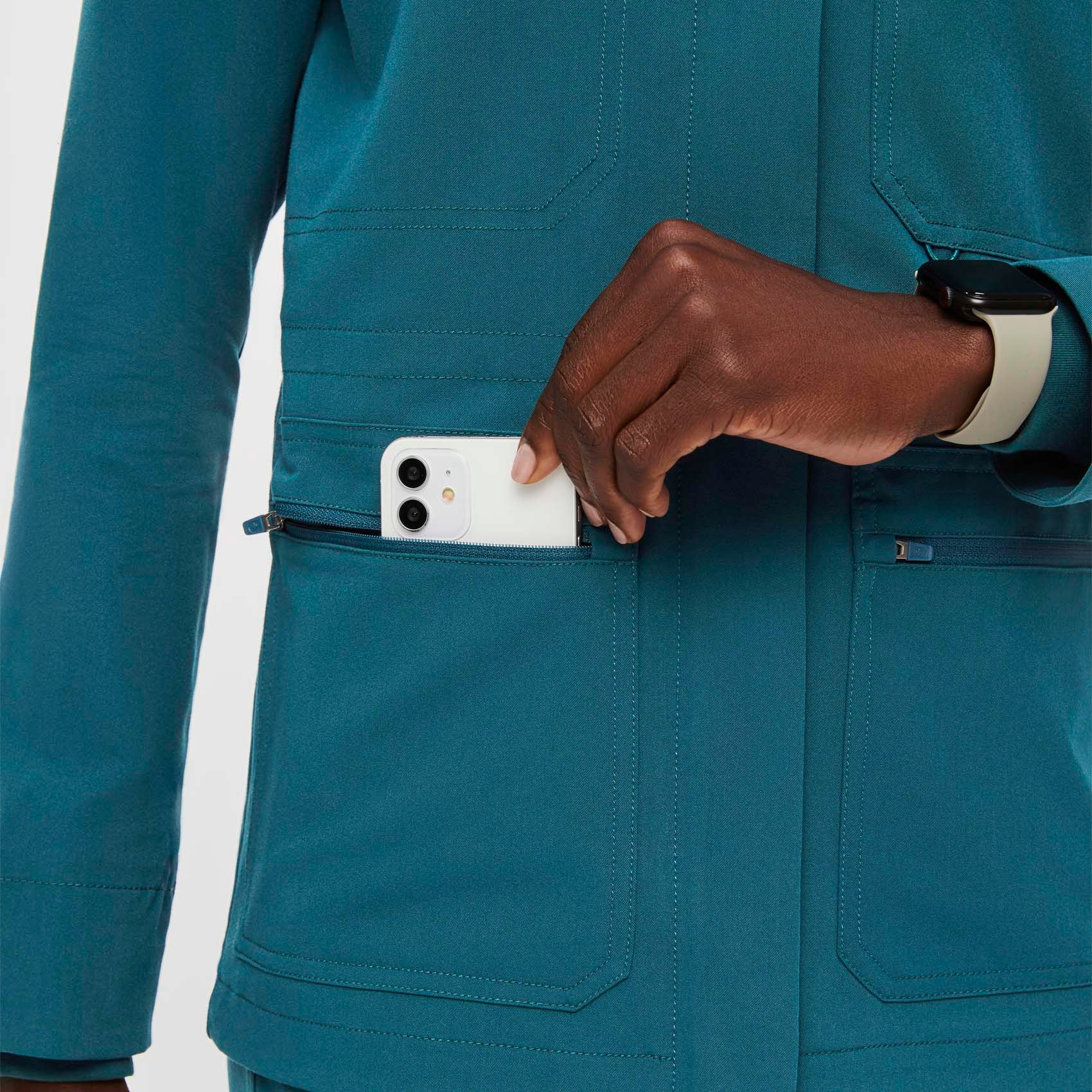 Women's Caribbean Blue Page - Scrub Jacket - Image 7