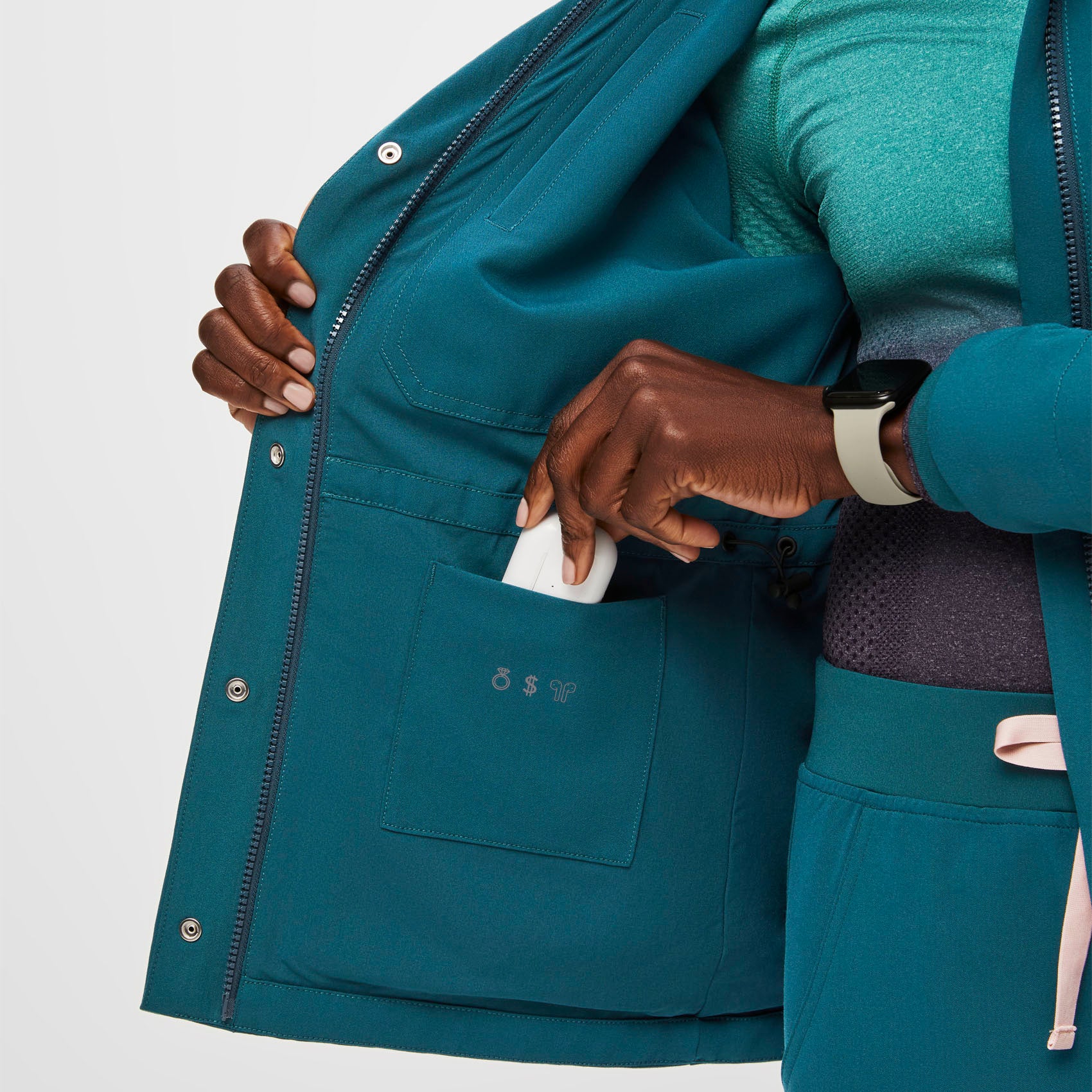 Women's Caribbean Blue Page - Scrub Jacket - Image 8