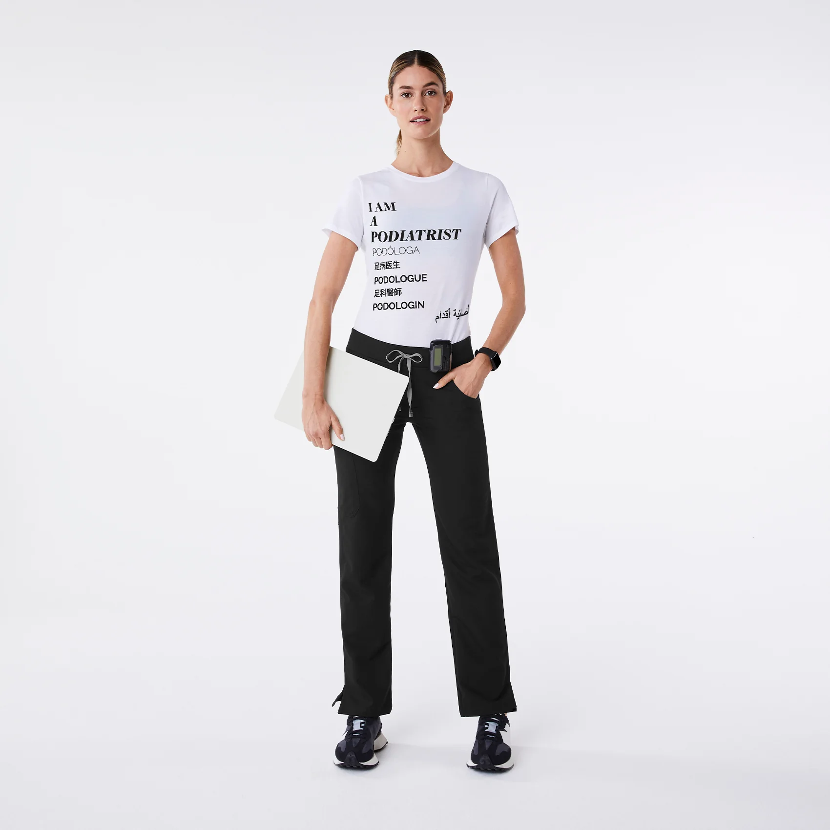 women's White Podiatrist Supersoft - Shortsleeve Underscrub - Image 2