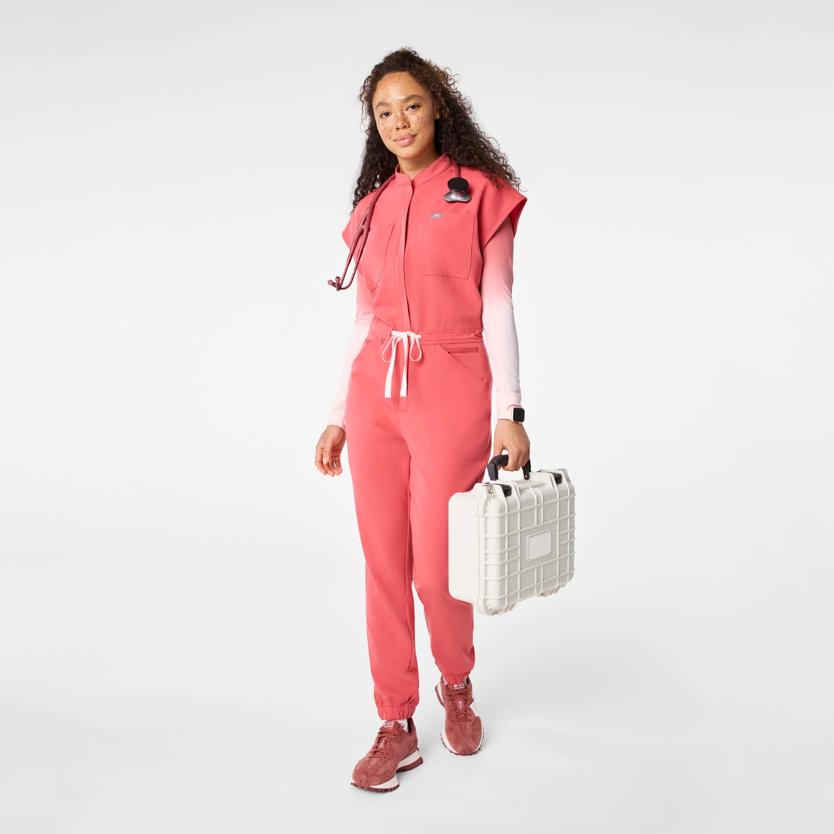 women's Pulmonary Pink Rafaela Cargo - ScrubJumpsuit™