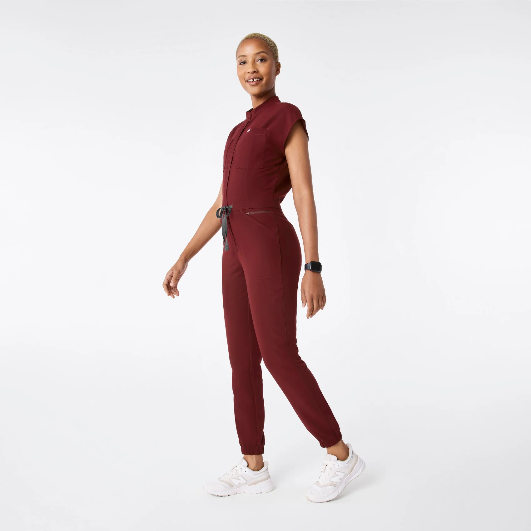 women's Burgundy Rafaela Cargo Jogger - Petite ScrubJumpsuit™ - Image 3