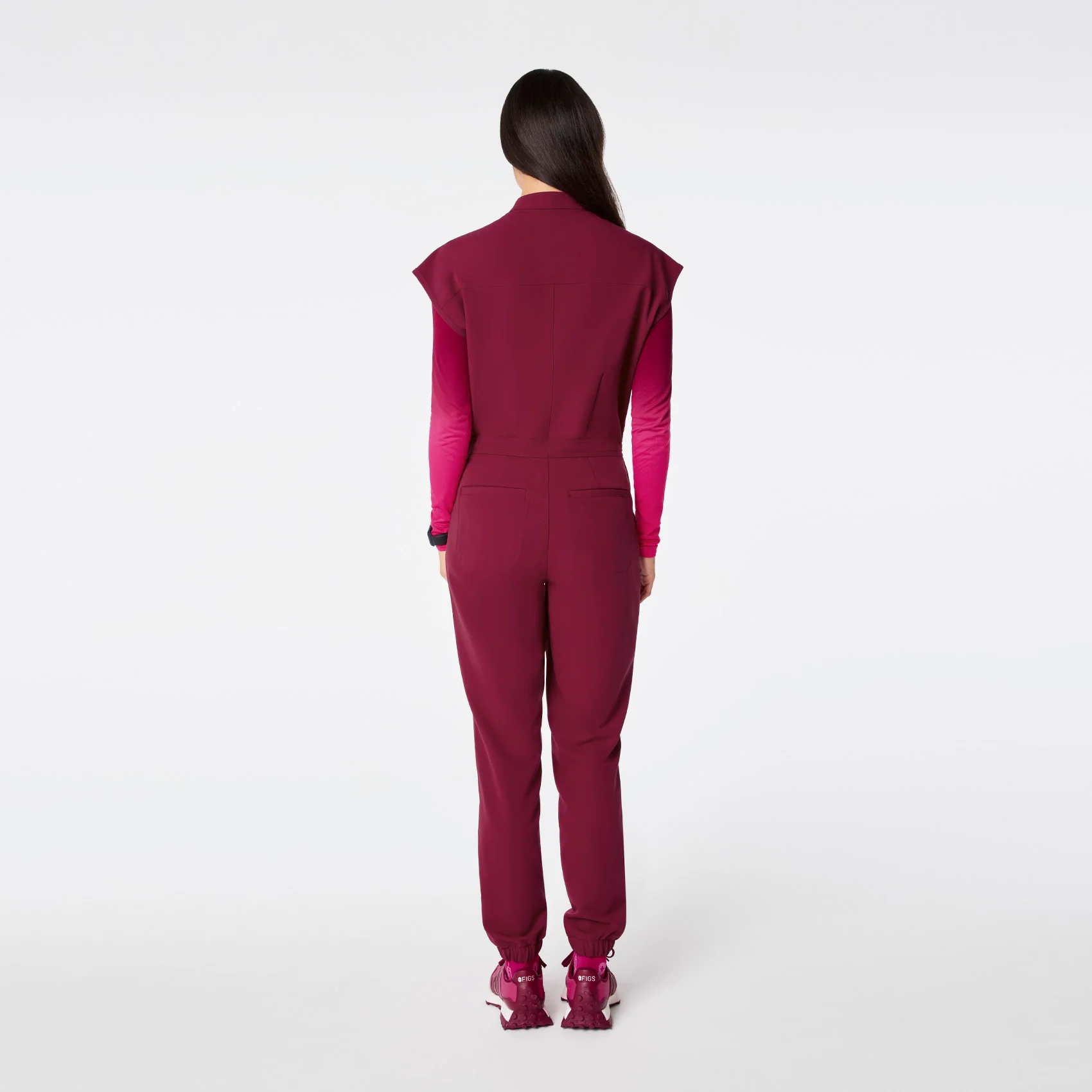 women's Deep Cranberry Rafaela Cargo - Petite ScrubJumpsuit™ - Image 2
