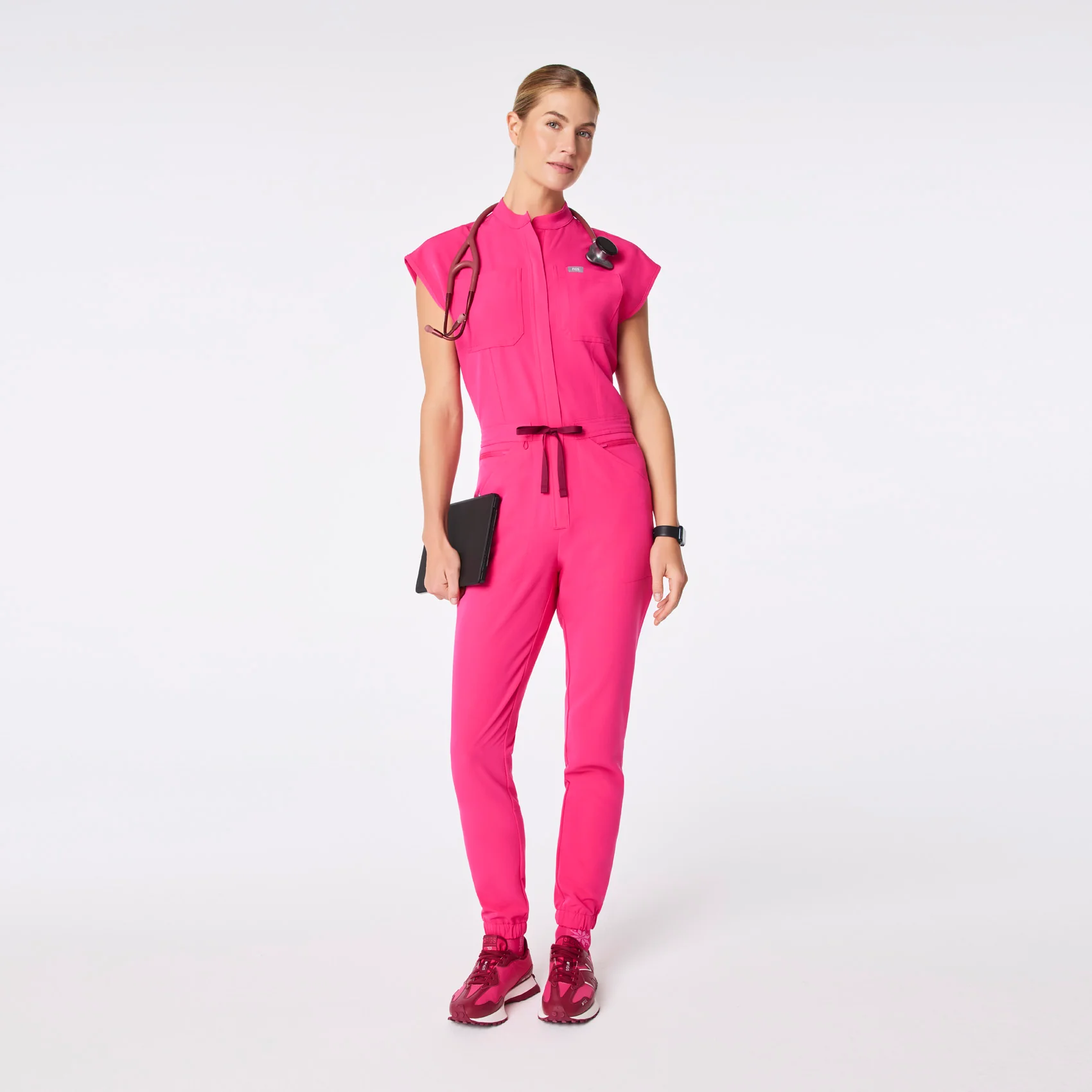 women's Shocking Pink Rafaela Cargo - Petite ScrubJumpsuit™
