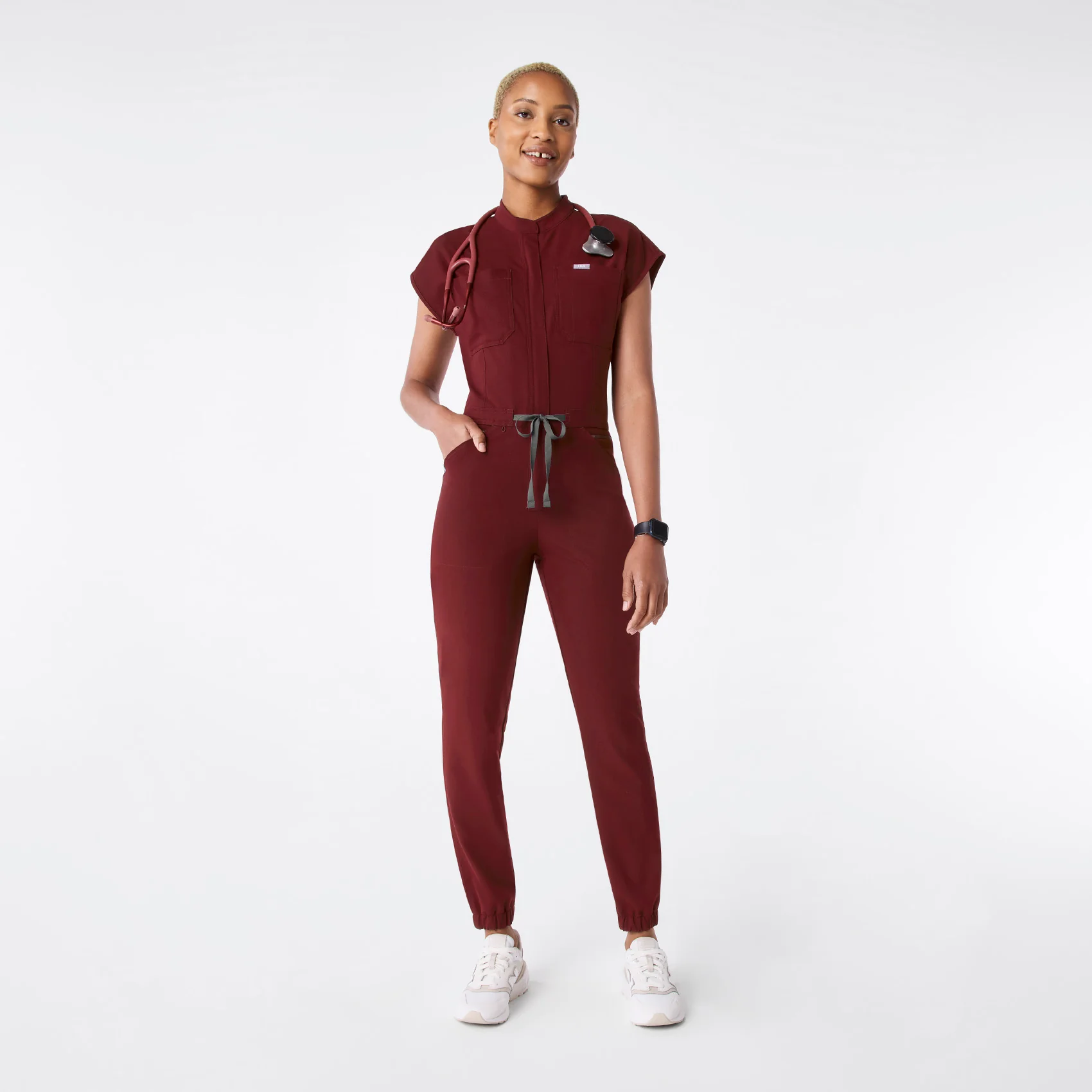 women's Burgundy Rafaela Cargo Jogger - Tall ScrubJumpsuit™