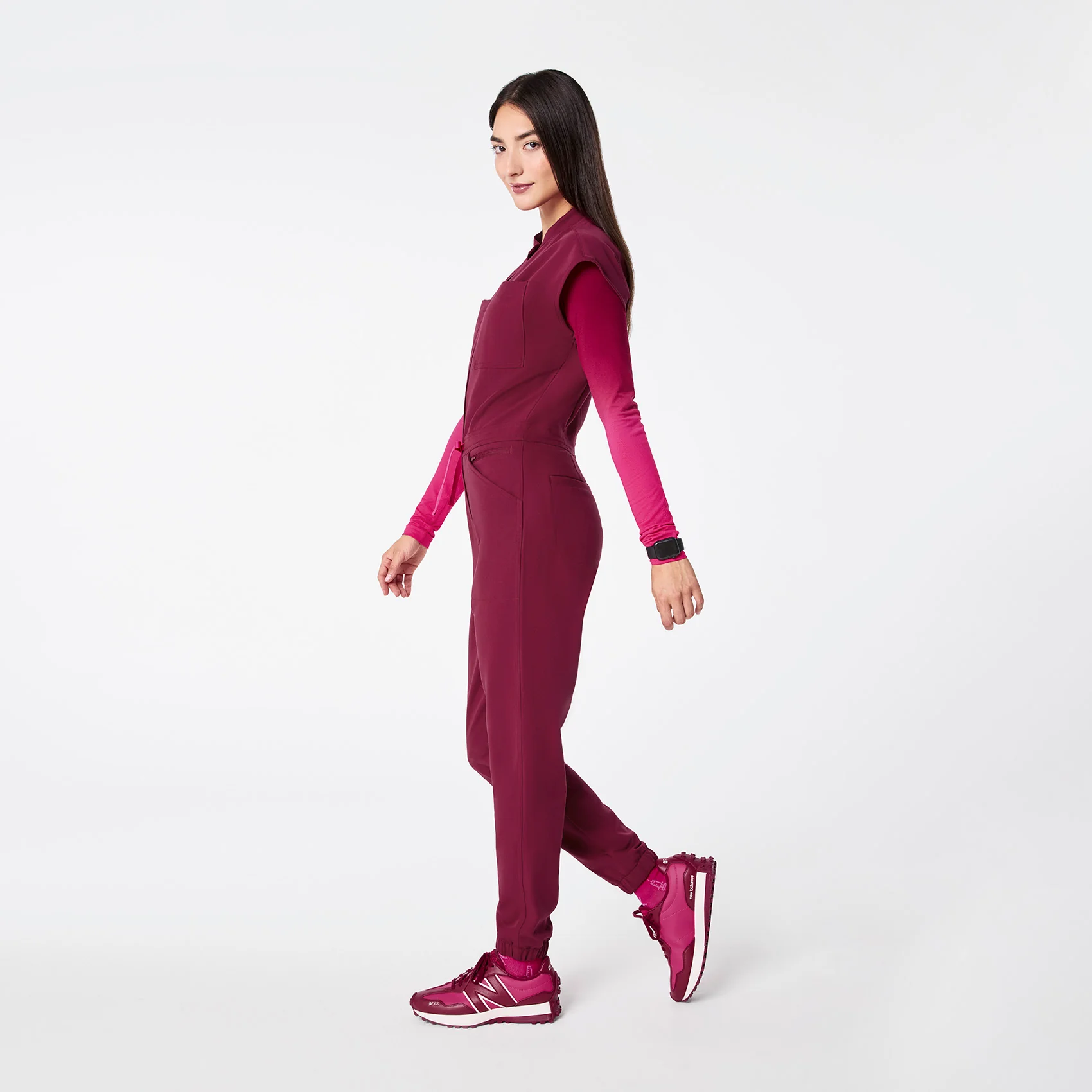 women's Deep Cranberry Rafaela Cargo - Tall ScrubJumpsuit™ - Image 3