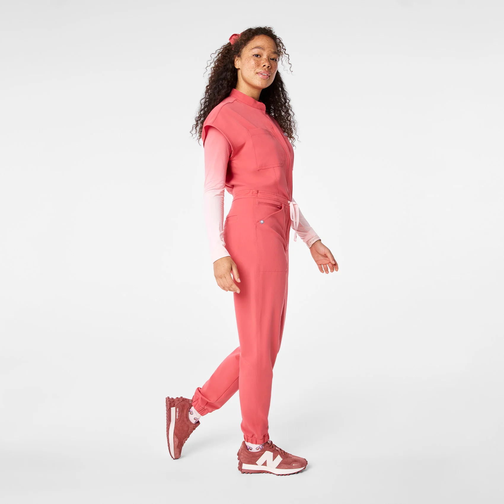 women's Pulmonary Pink Rafaela Cargo - Tall ScrubJumpsuit™ - Image 3