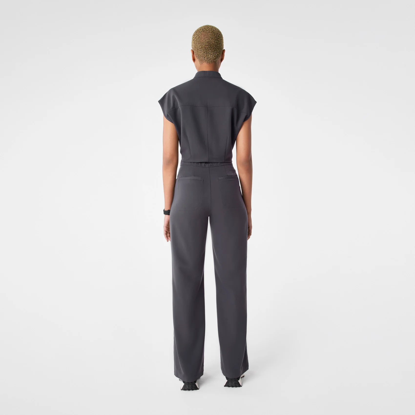 women's Charcoal Rafaela Wide Leg - Petite ScrubJumpsuit™ - Image 2
