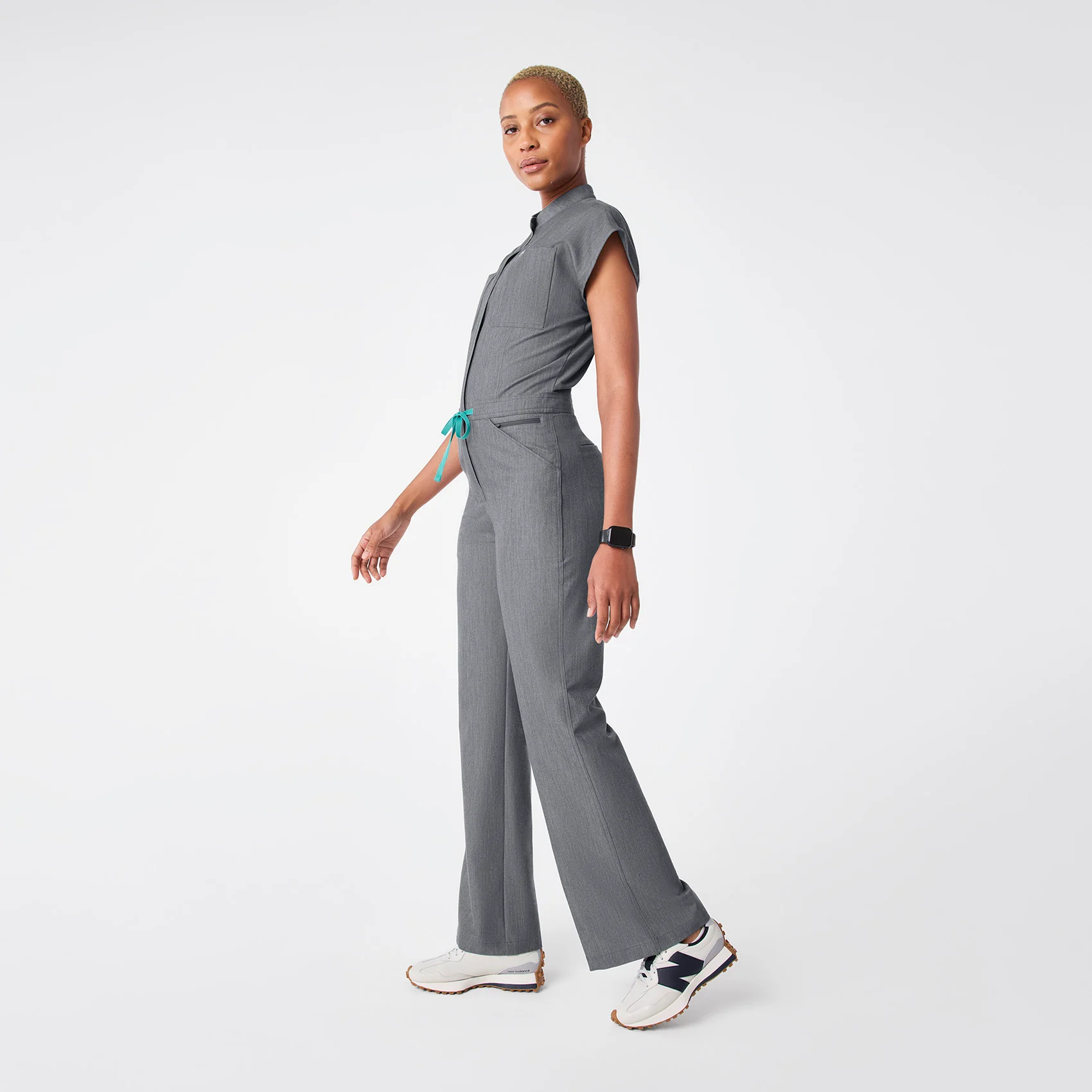 women's Graphite Rafaela Wide Leg - Petite ScrubJumpsuit™ - Image 3