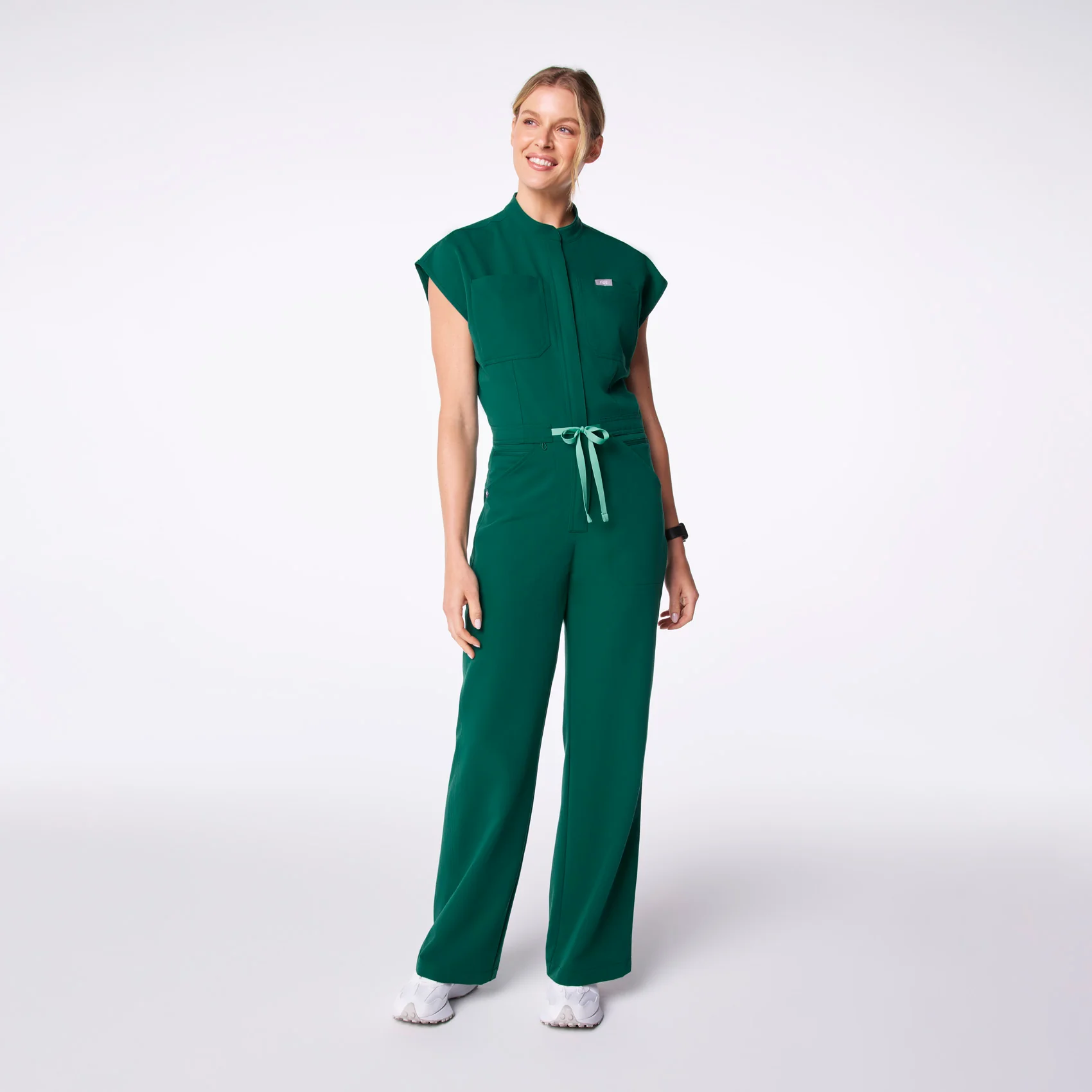women's Hunter Green Rafaela Wide Leg - Petite ScrubJumpsuit™