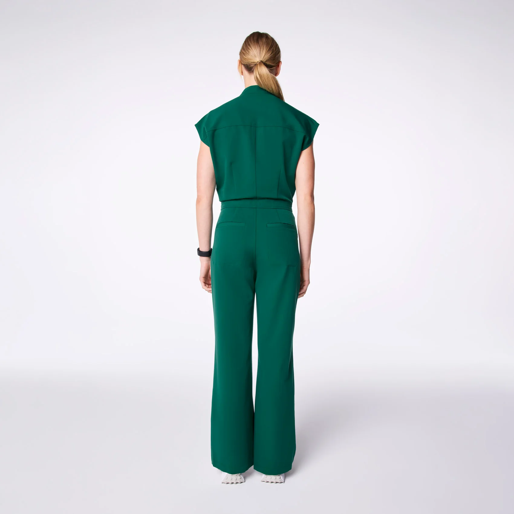women's Hunter Green Rafaela Wide Leg - Petite ScrubJumpsuit™ - Image 2