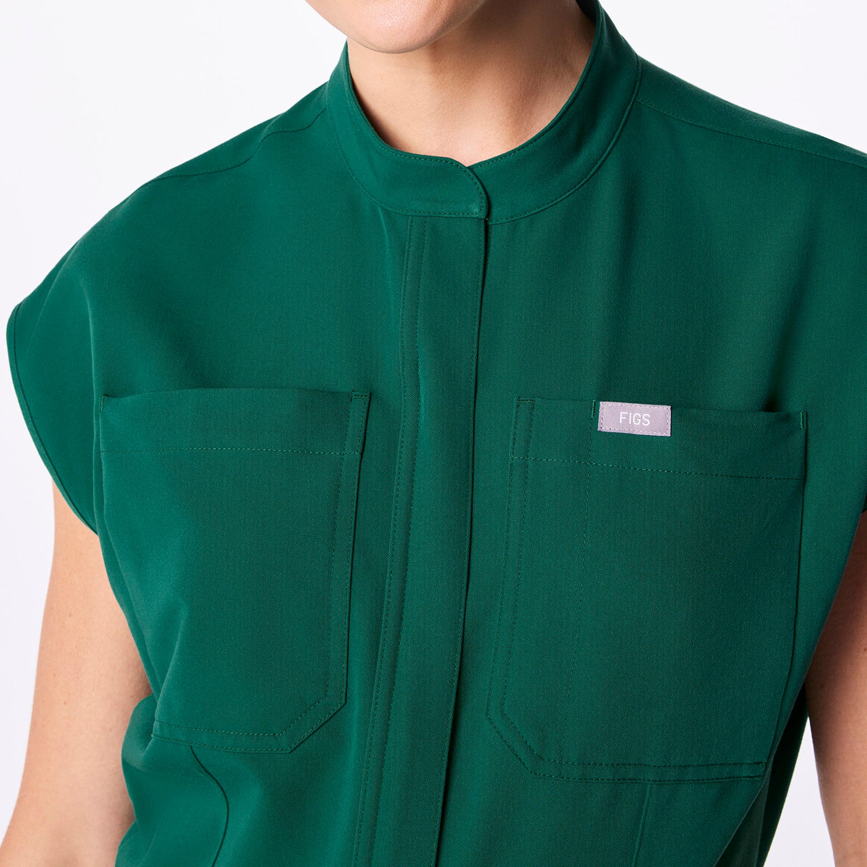women's Hunter Green Rafaela Wide Leg - Petite ScrubJumpsuit™ - Image 4