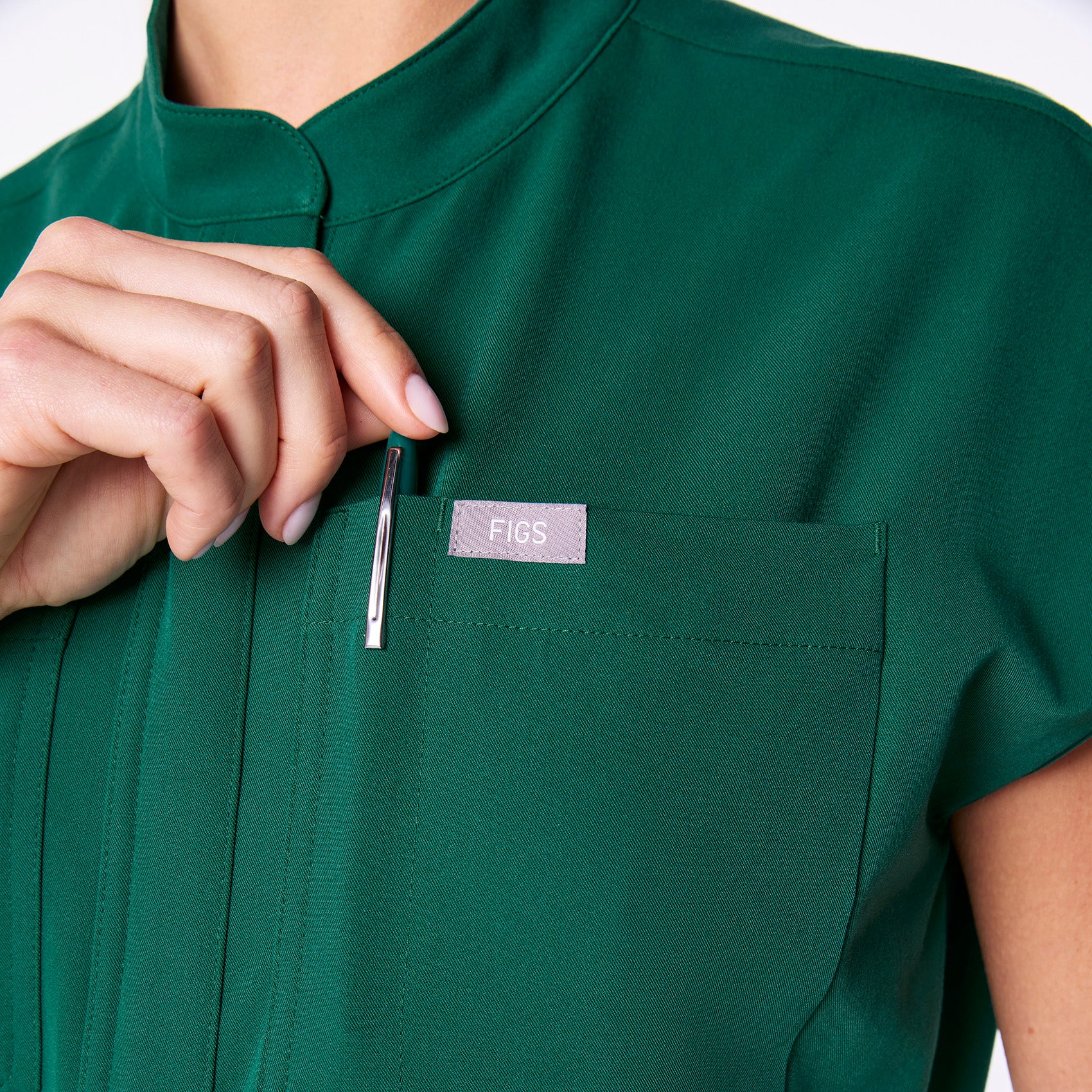 women's Hunter Green Rafaela Wide Leg - Petite ScrubJumpsuit™ - Image 6