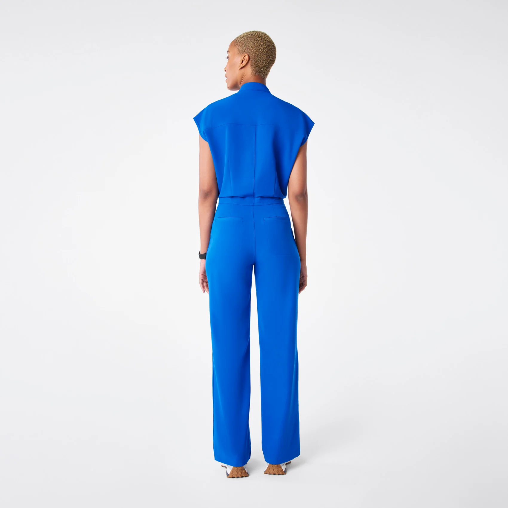 women's Royal Blue Rafaela Wide Leg - Petite ScrubJumpsuit™ - Image 2