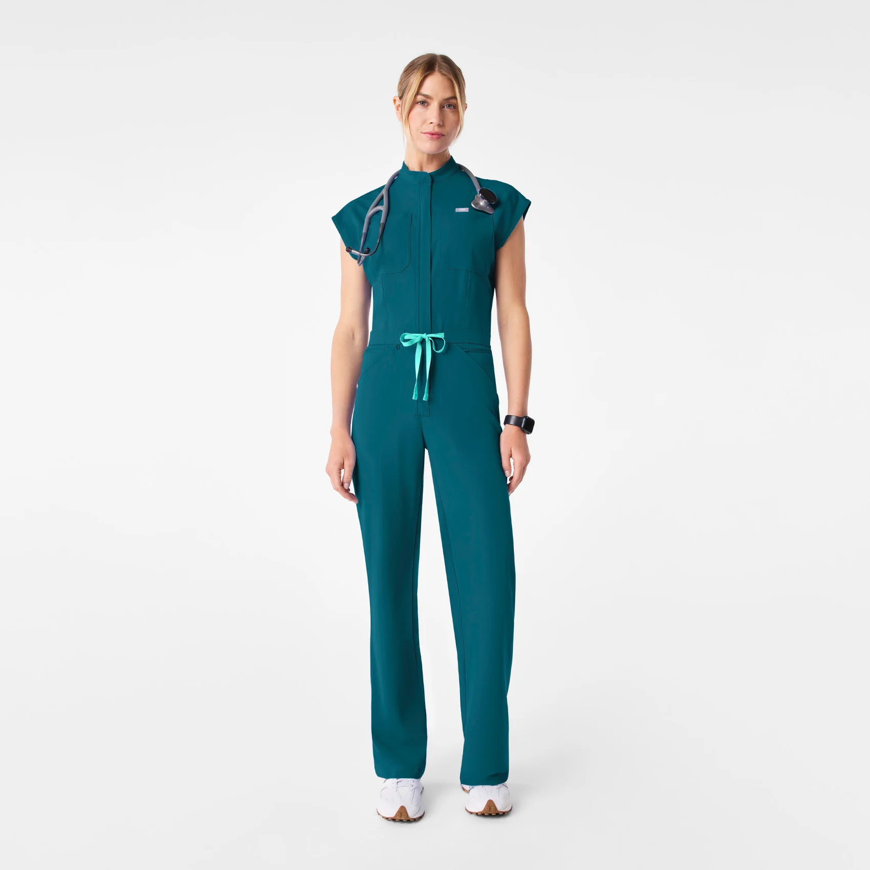 women's Caribbean Blue Rafaela Wide Leg - Tall ScrubJumpsuit™