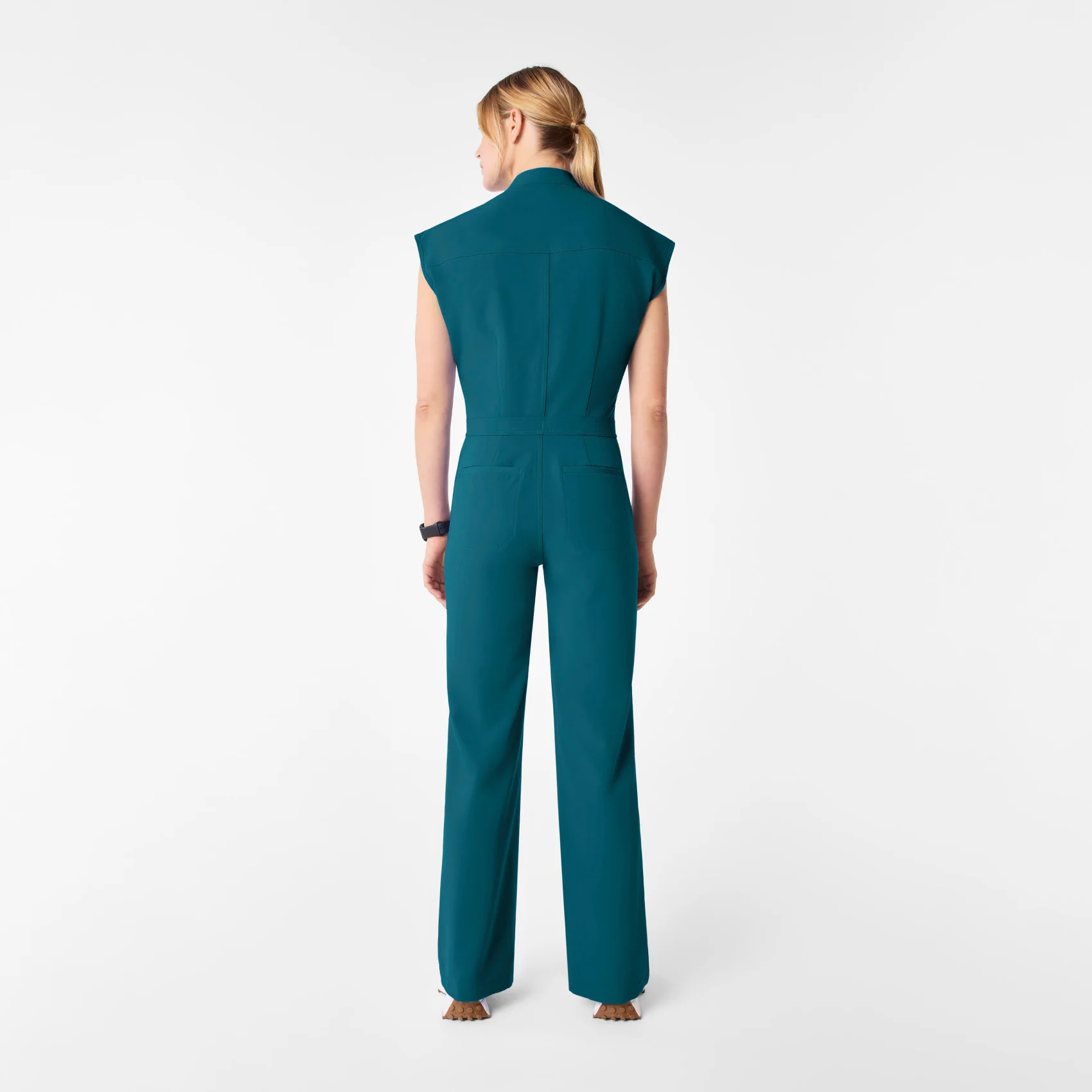 women's Caribbean Blue Rafaela Wide Leg - Tall ScrubJumpsuit™ - Image 2