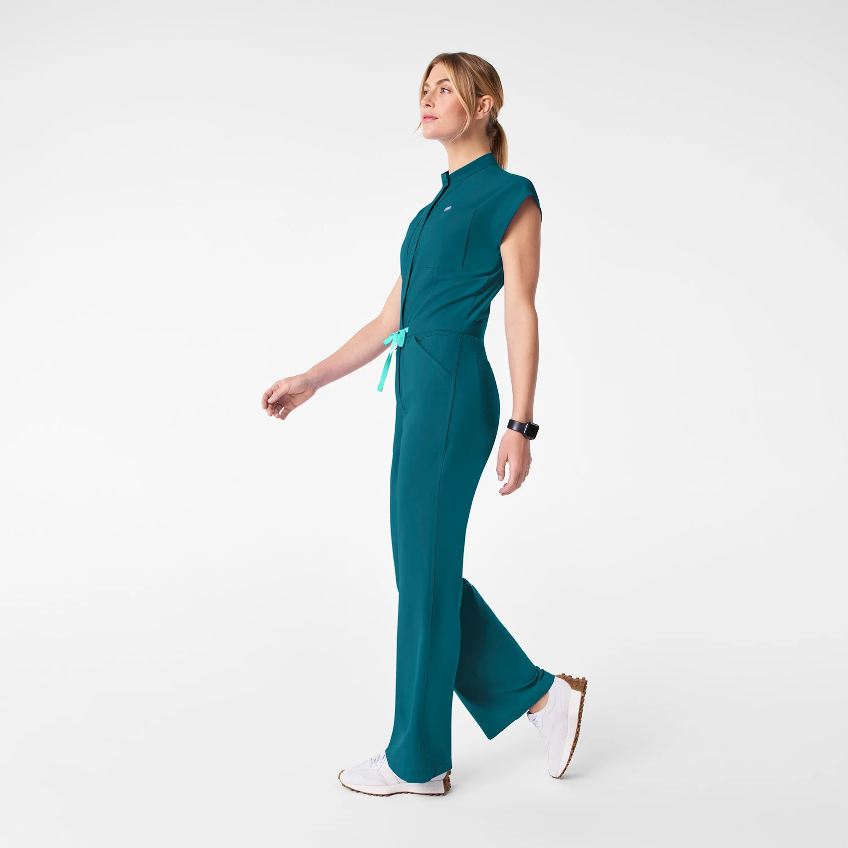 women's Caribbean Blue Rafaela Wide Leg - Tall ScrubJumpsuit™ - Image 3