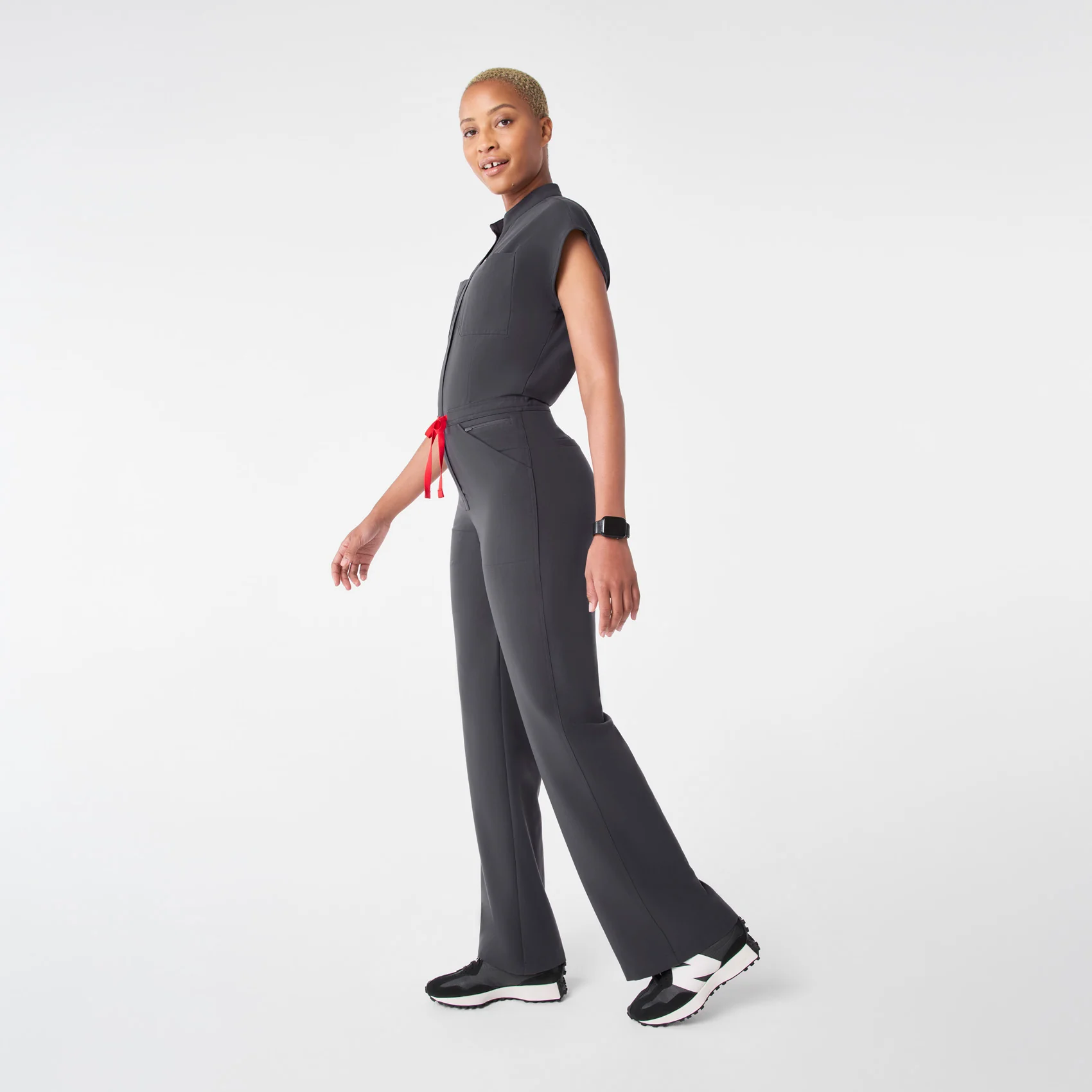 women's Charcoal Rafaela Wide Leg - Tall ScrubJumpsuit™ - Image 3
