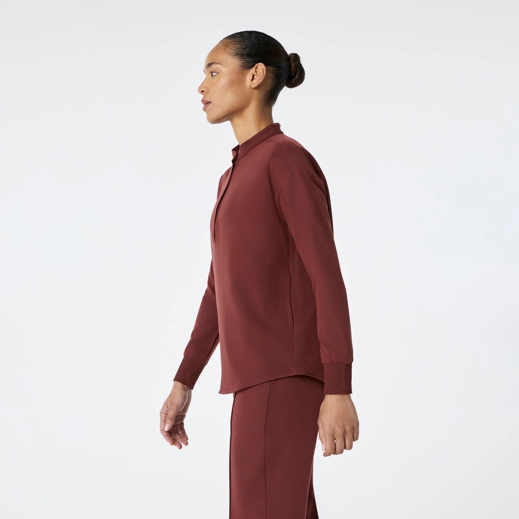 women's Walnut Rafaela Relaxed Longsleeve - Scrub Top - Image 3