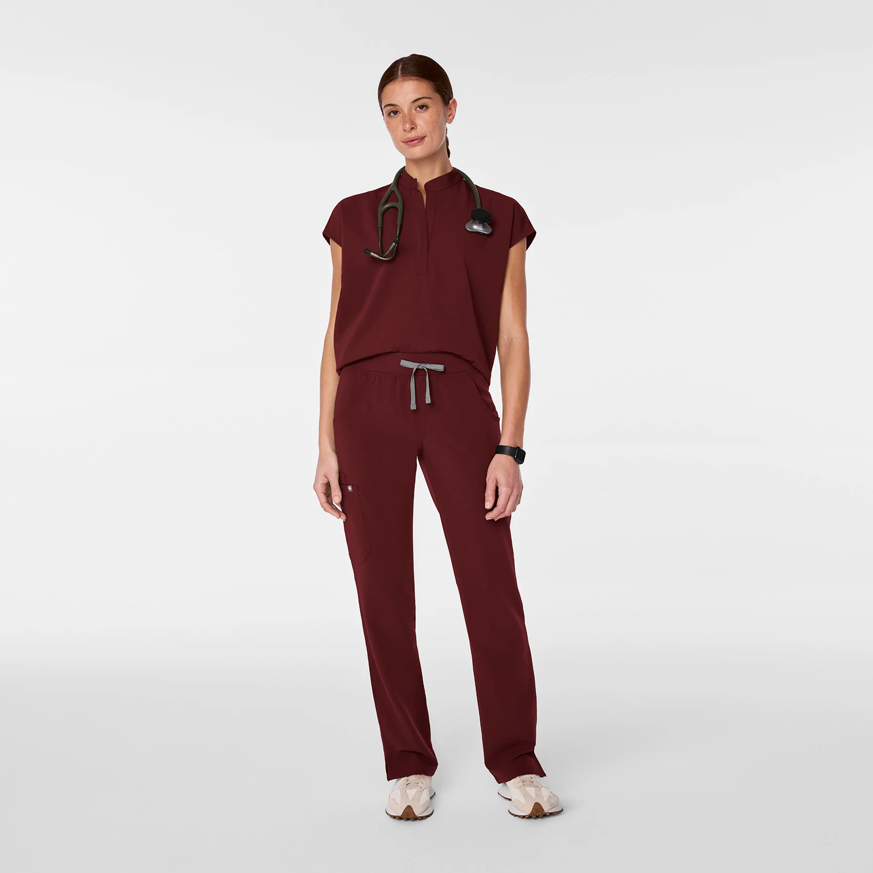 Women's Burgundy Rafaela™ - Oversized Scrub Top - Image 2