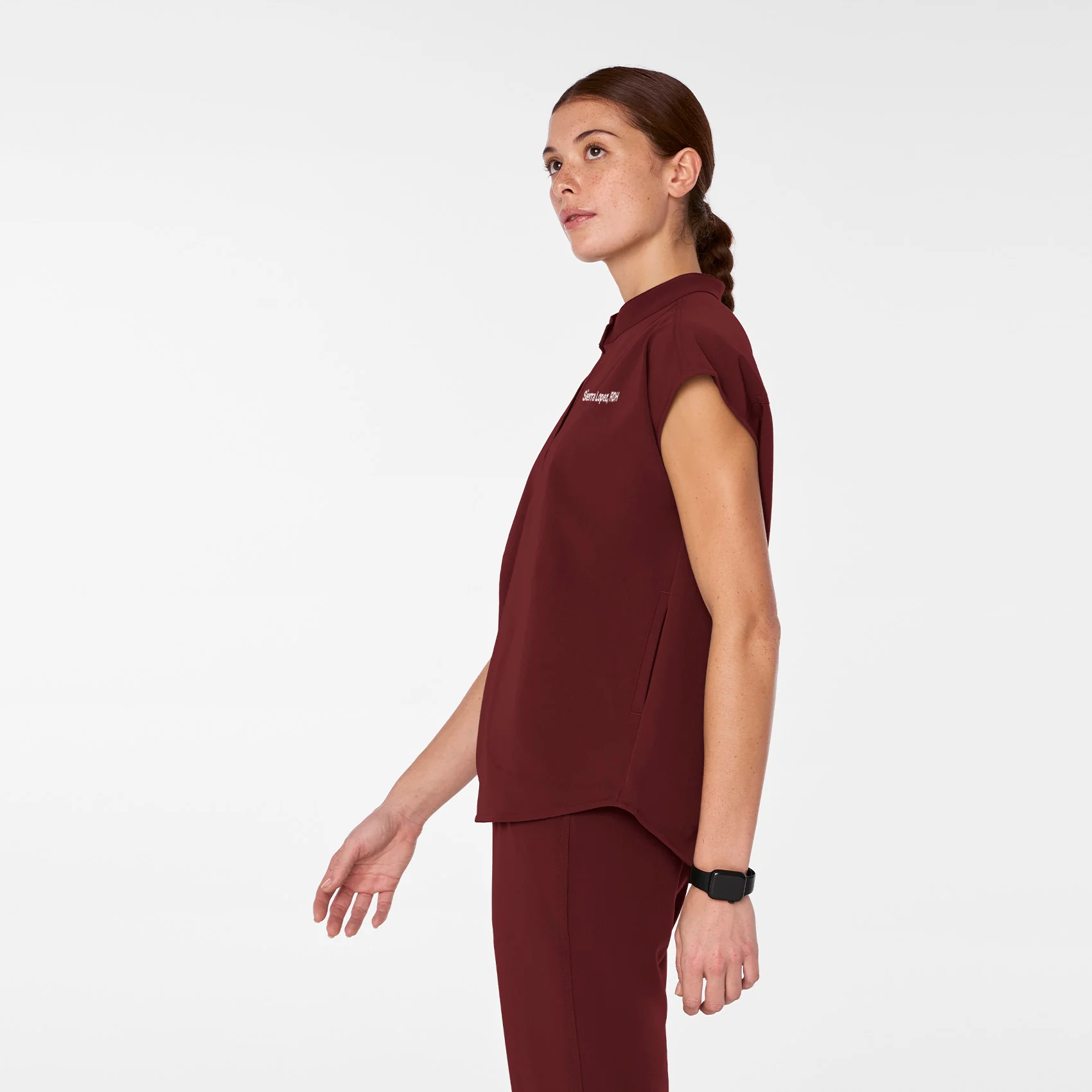 Women's Burgundy Rafaela™ - Oversized Scrub Top - Image 3
